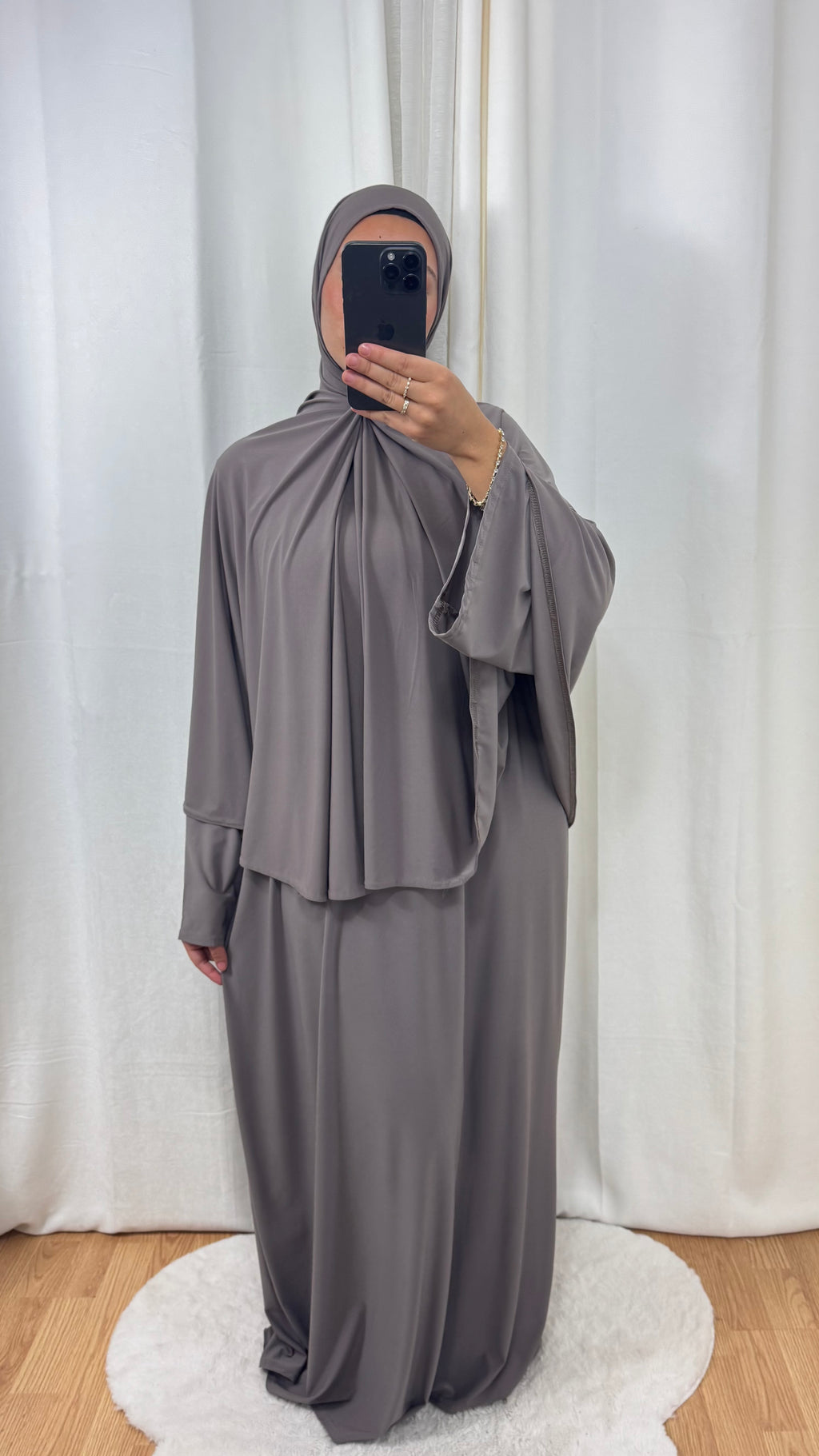 SET ABAYA KHIMAR JERSEY PREMIUM DE LUXE - TAUPE
