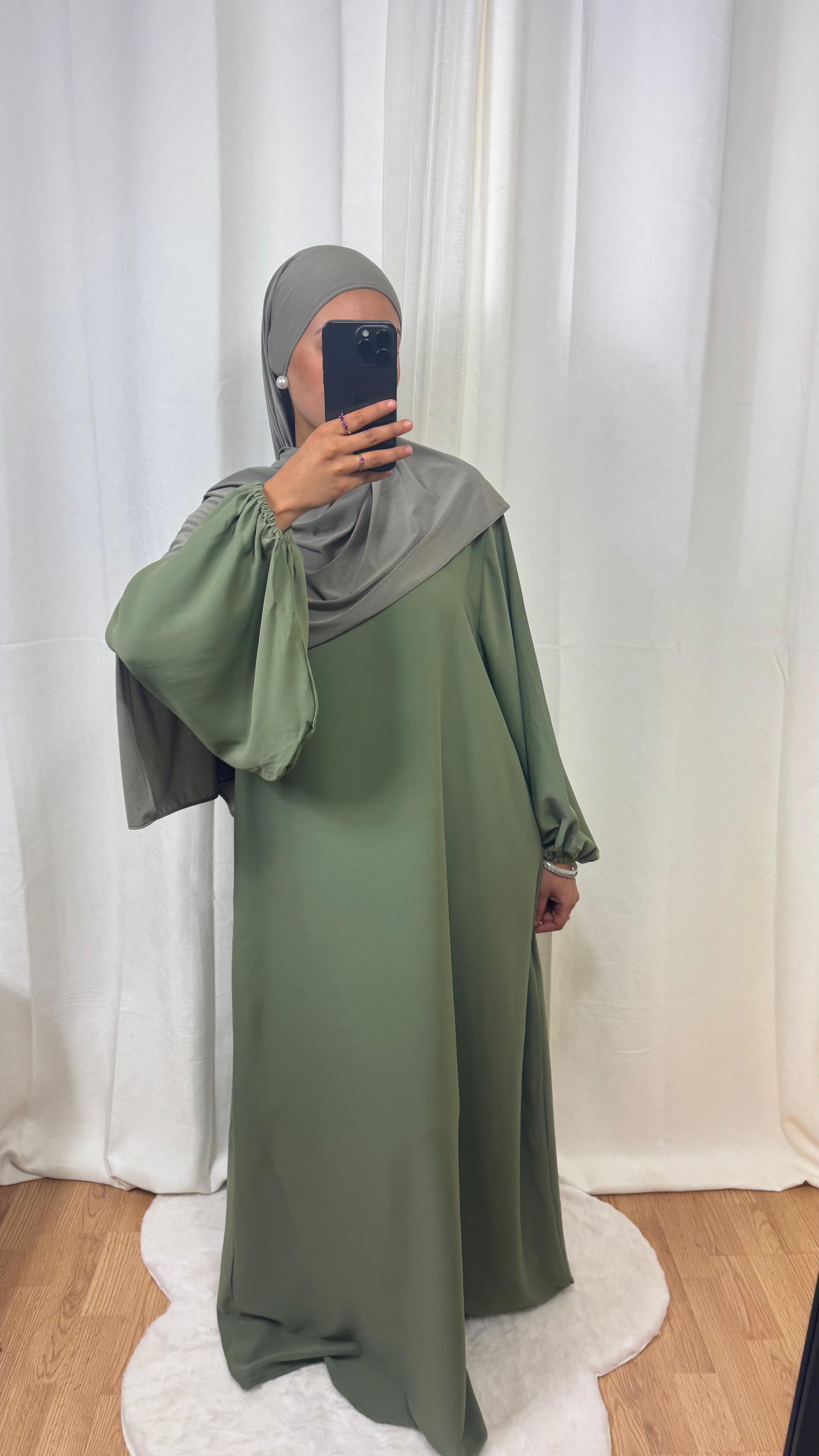 ABAYA MANCHE BALLON - KAKI