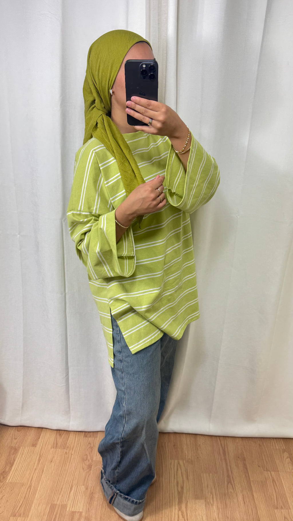 T-SHIRT RAYÉ  - VERT ANIS