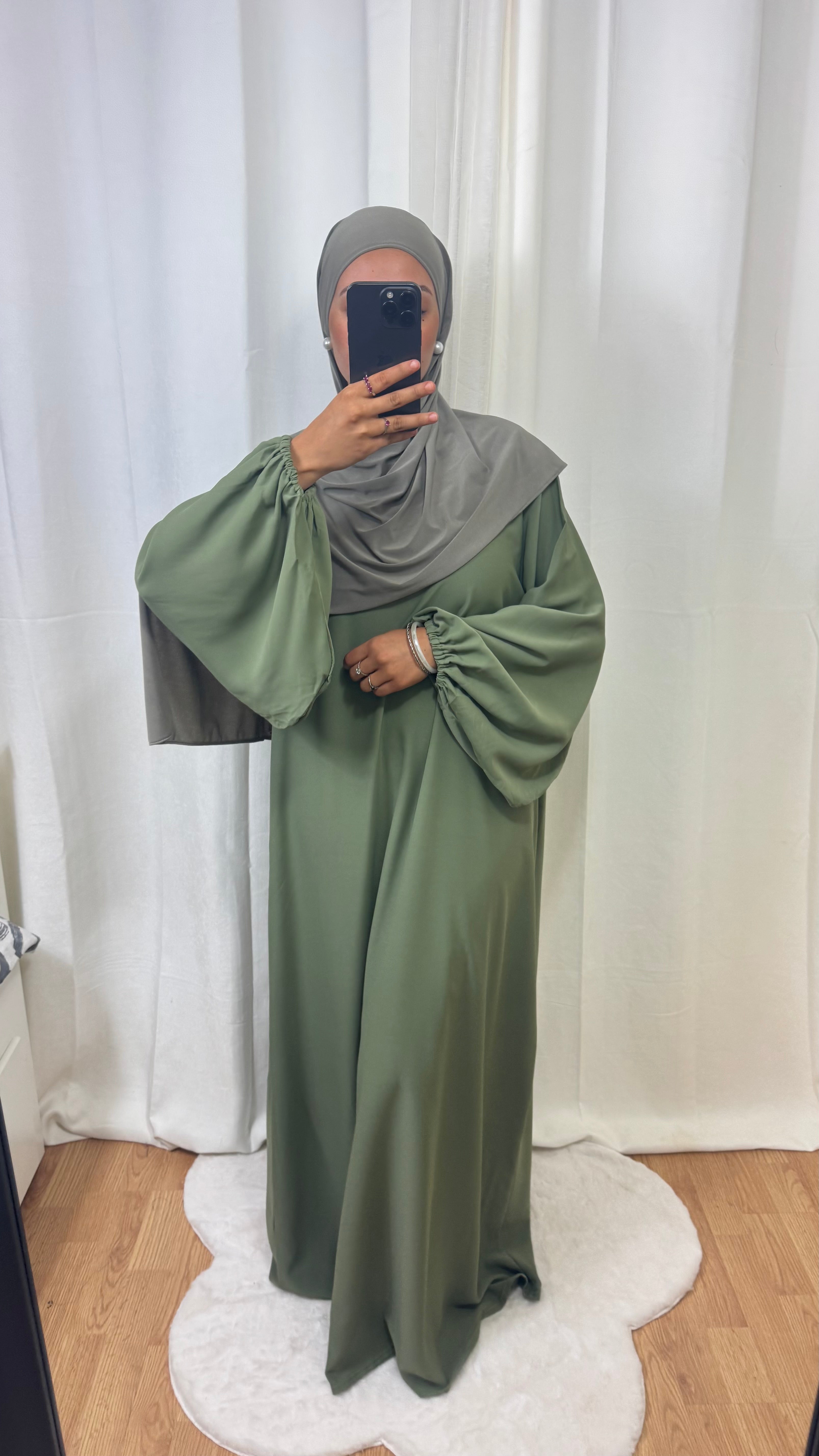 ABAYA MANCHE BALLON - KAKI