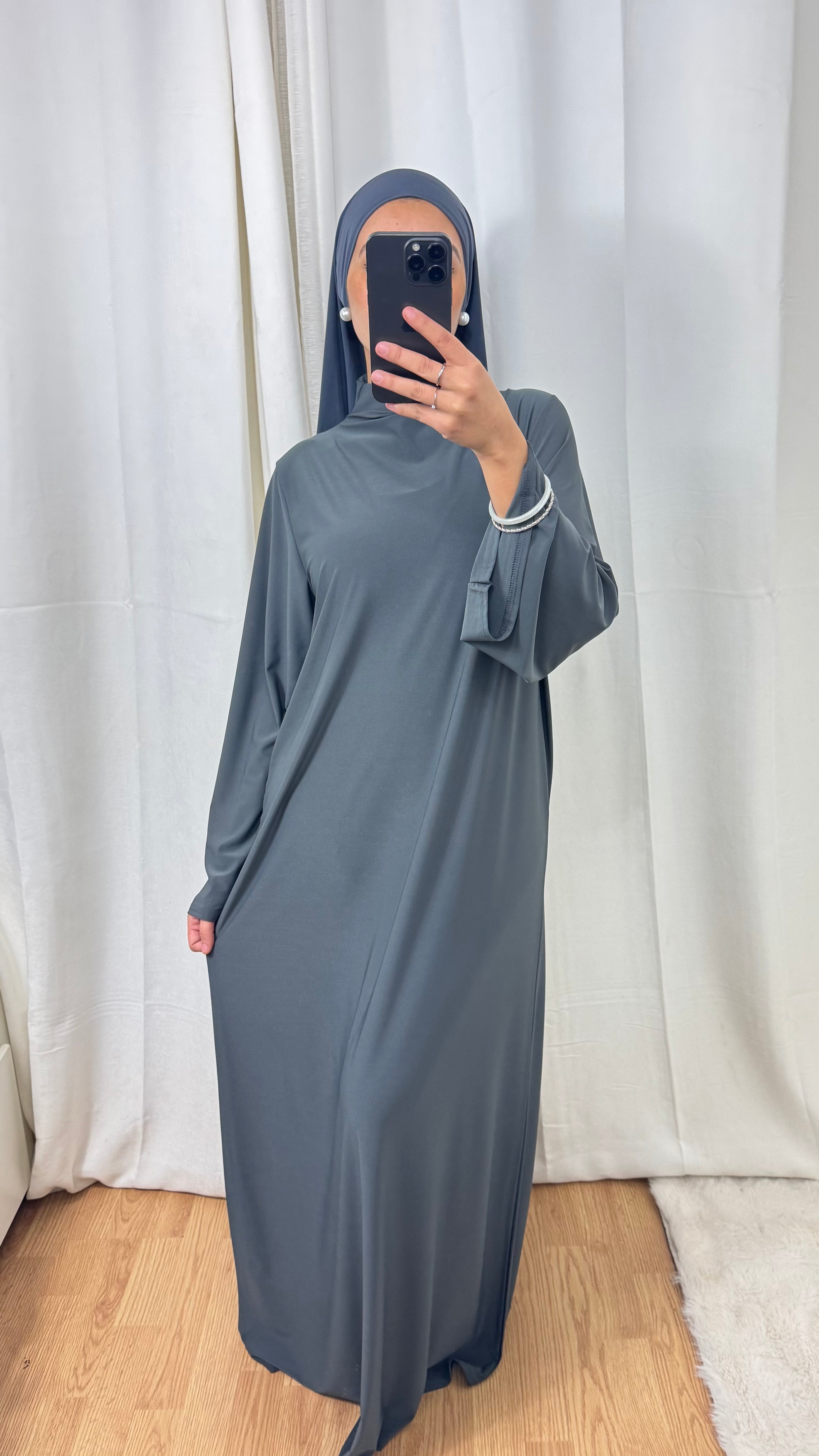 ABAYA JERSEY PREMIUM DE LUXE - GRIS ANTHRACITE