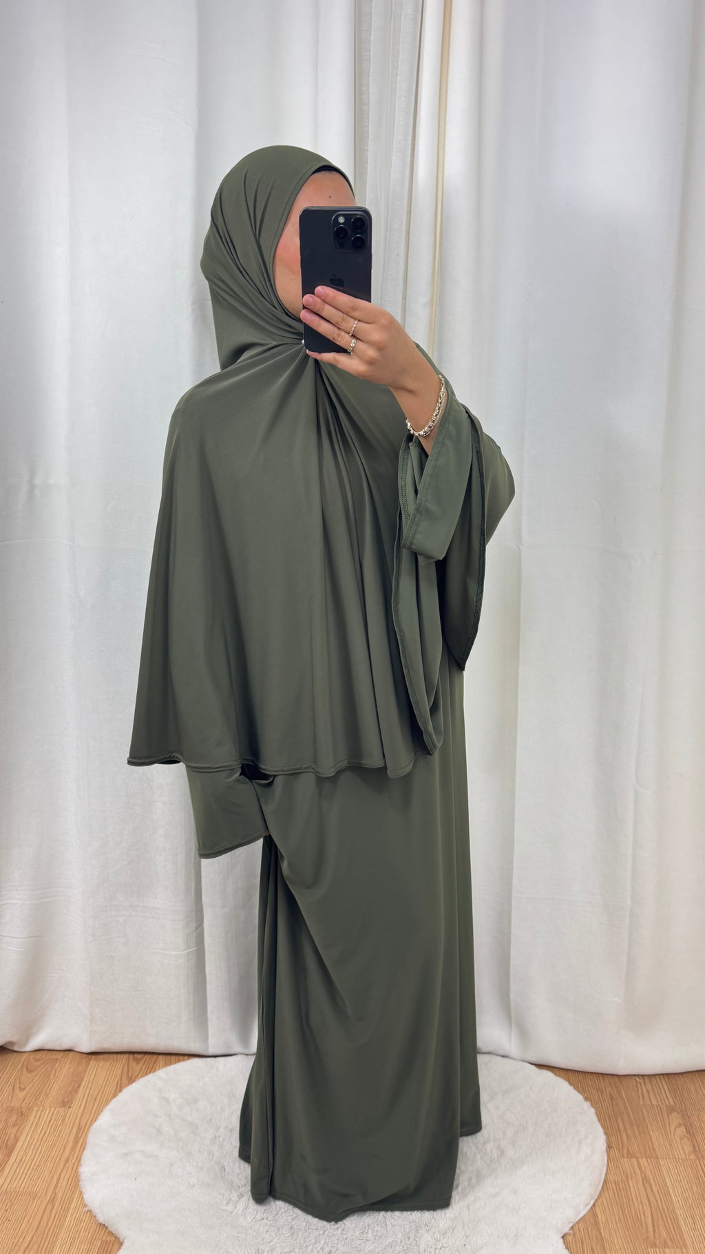 SET ABAYA KHIMAR JERSEY PREMIUM DE LUXE - KAKI