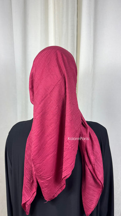 CARRÉ COTON BAMBOO - ROSE FUSHIA FONCÉ