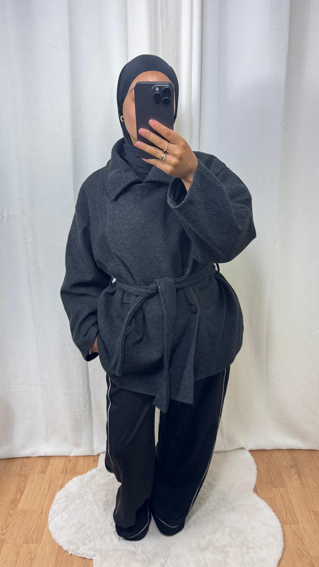 MANTEAU MI LONG - NOIR