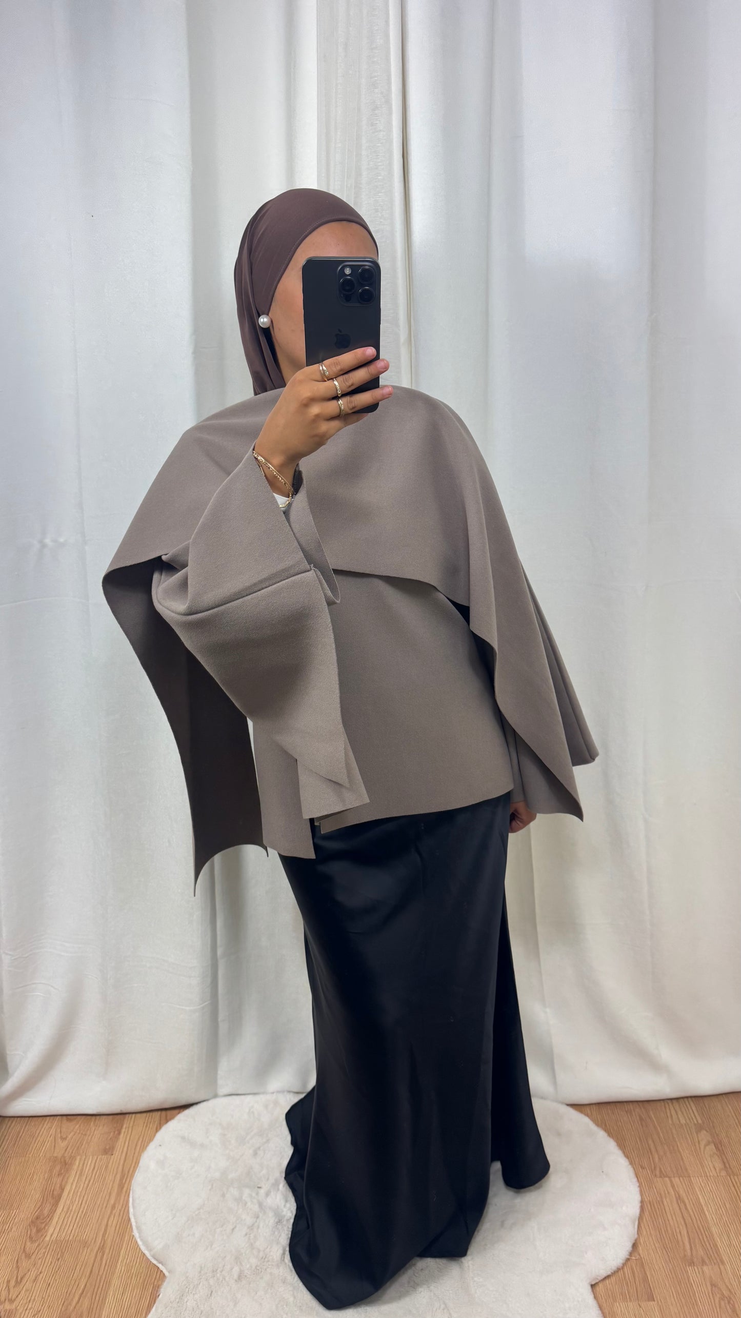 VESTE CAPE - TAUPE