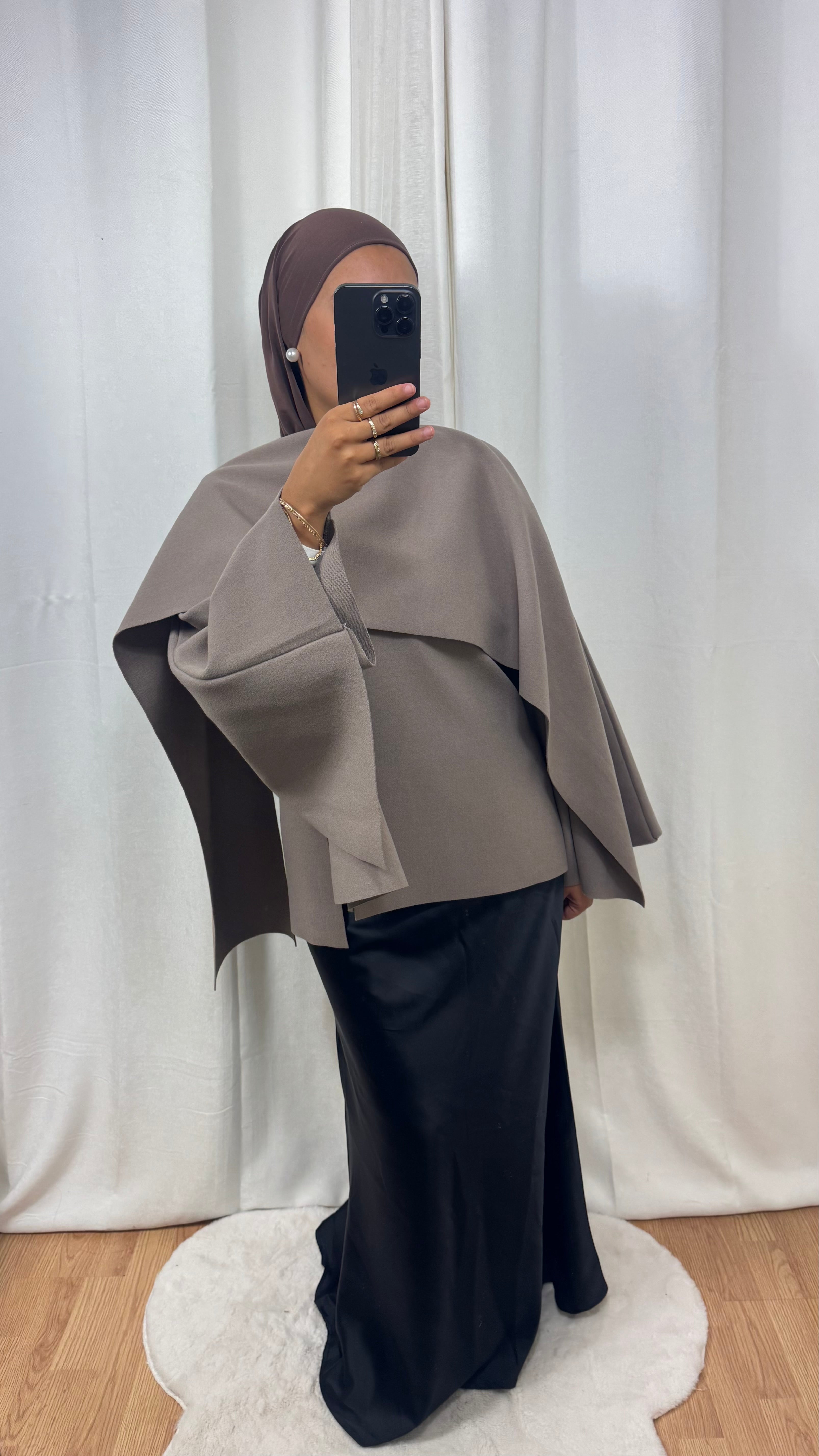 VESTE CAPE - TAUPE