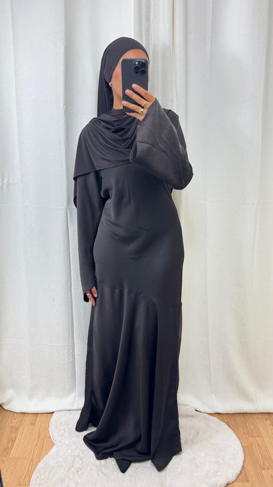 ROBE SATINÉE - MARRON