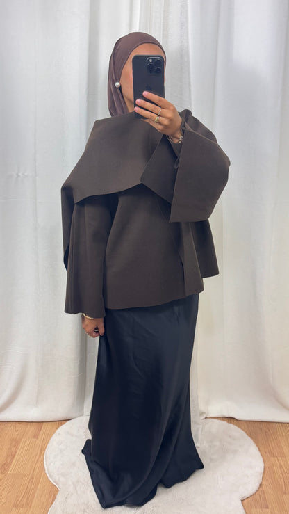 VESTE CAPE - CHOCO