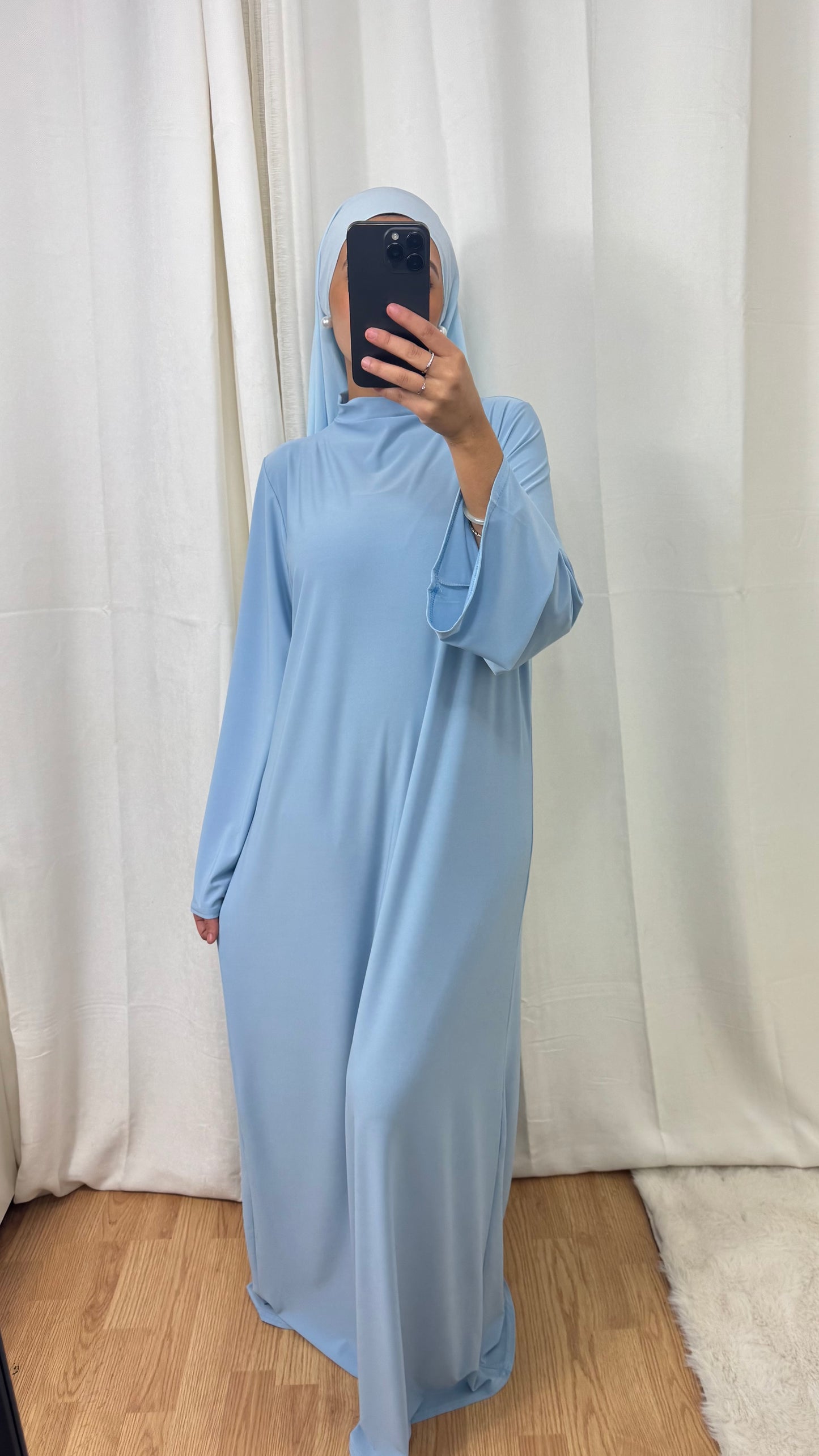 ABAYA JERSEY PREMIUM DE LUXE - BLEU CIEL