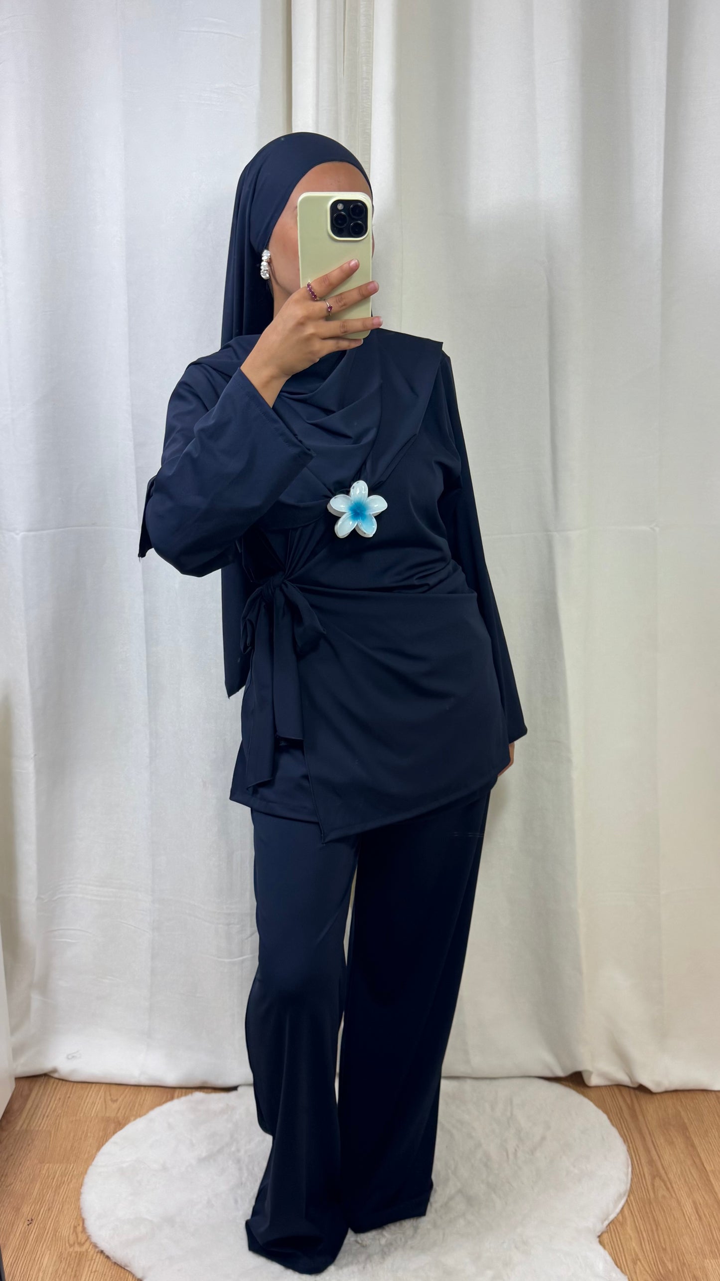 BURKINI À NOUER + HIJAB - BLEU MARINE