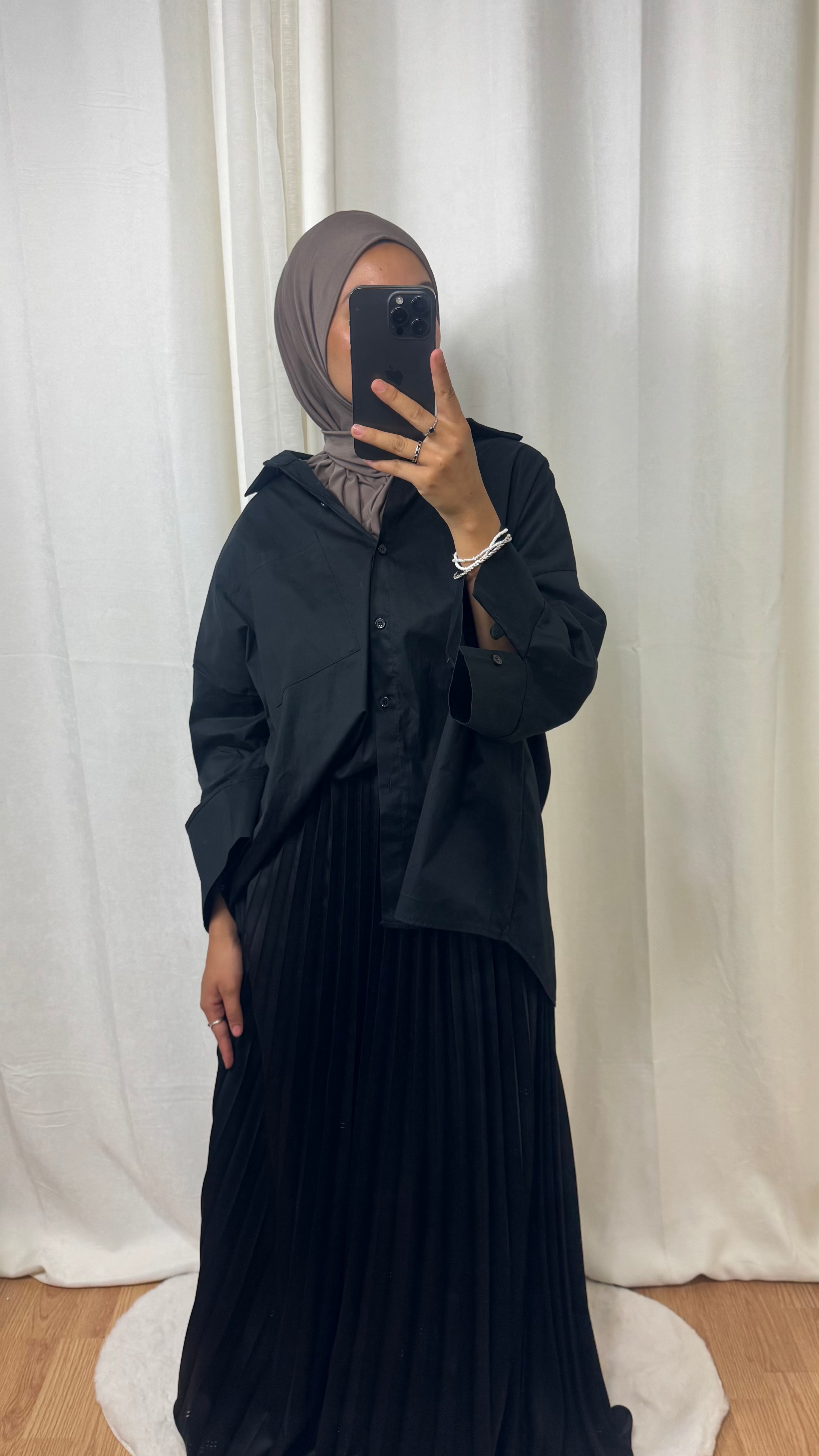 HIJAB À ENFILER JERSEY PREMIUM BOUTON PRESSION - TAUPE