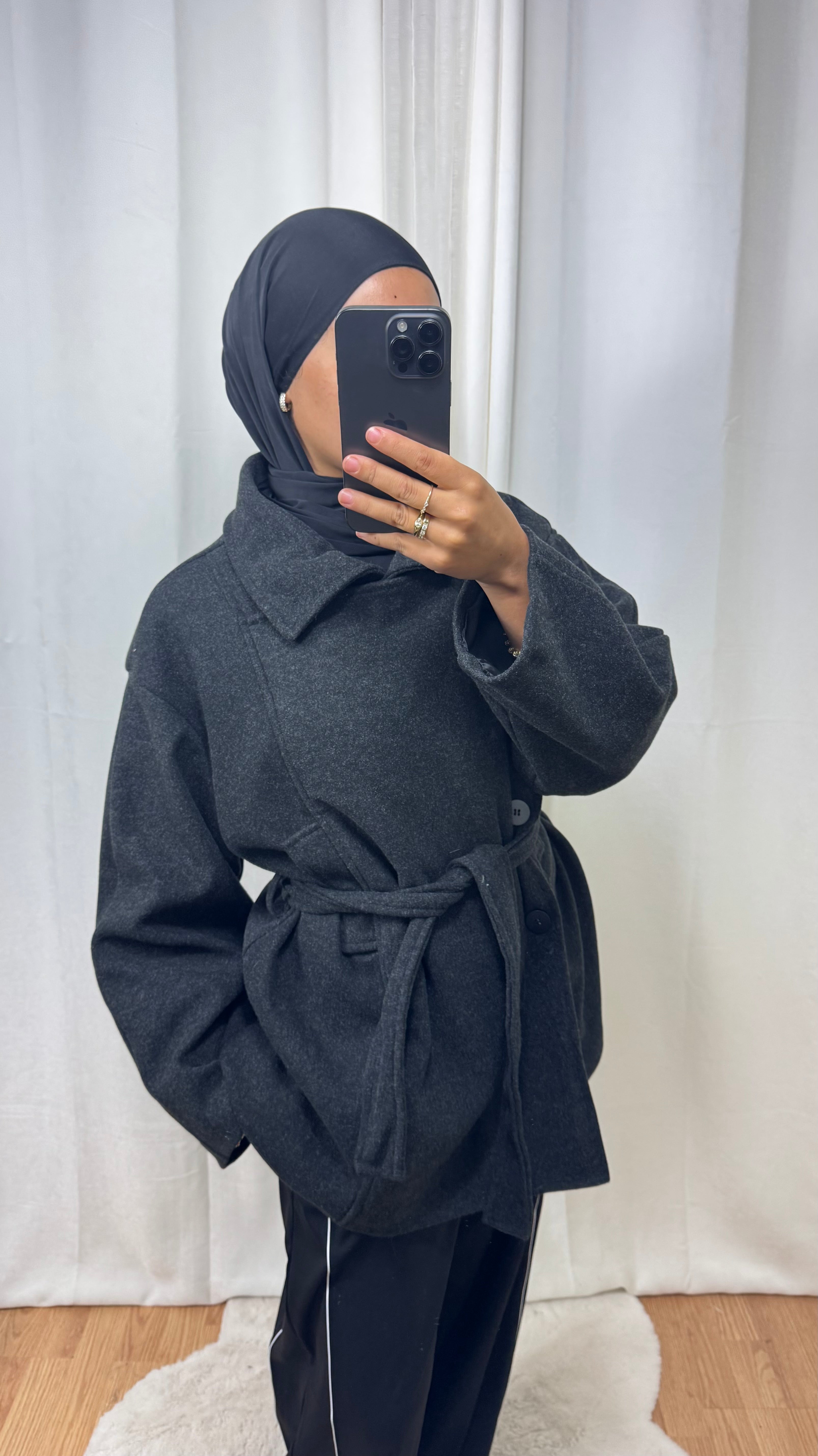 MANTEAU MI LONG - NOIR