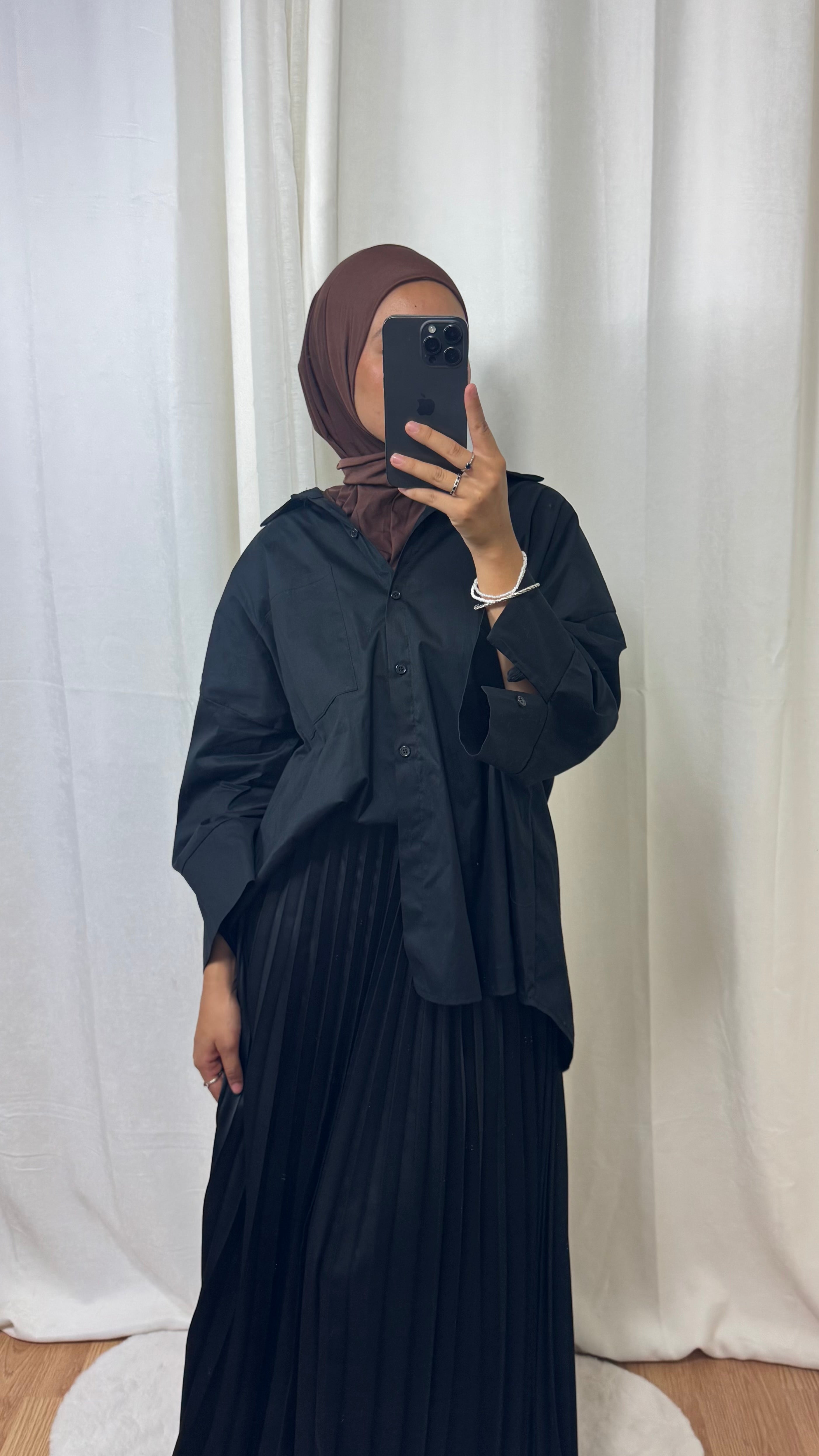 HIJAB À ENFILER JERSEY PREMIUM BOUTON PRESSION - MARRON CHOCOLAT