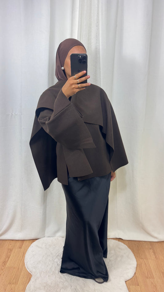 VESTE CAPE - CHOCO