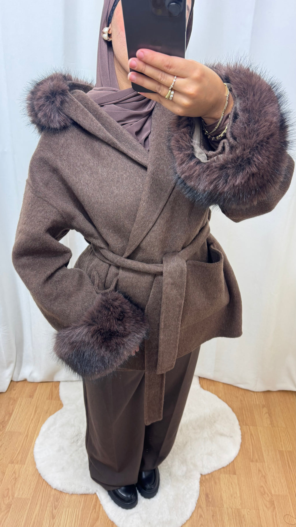 MANTEAU EN LAINE - MARRON