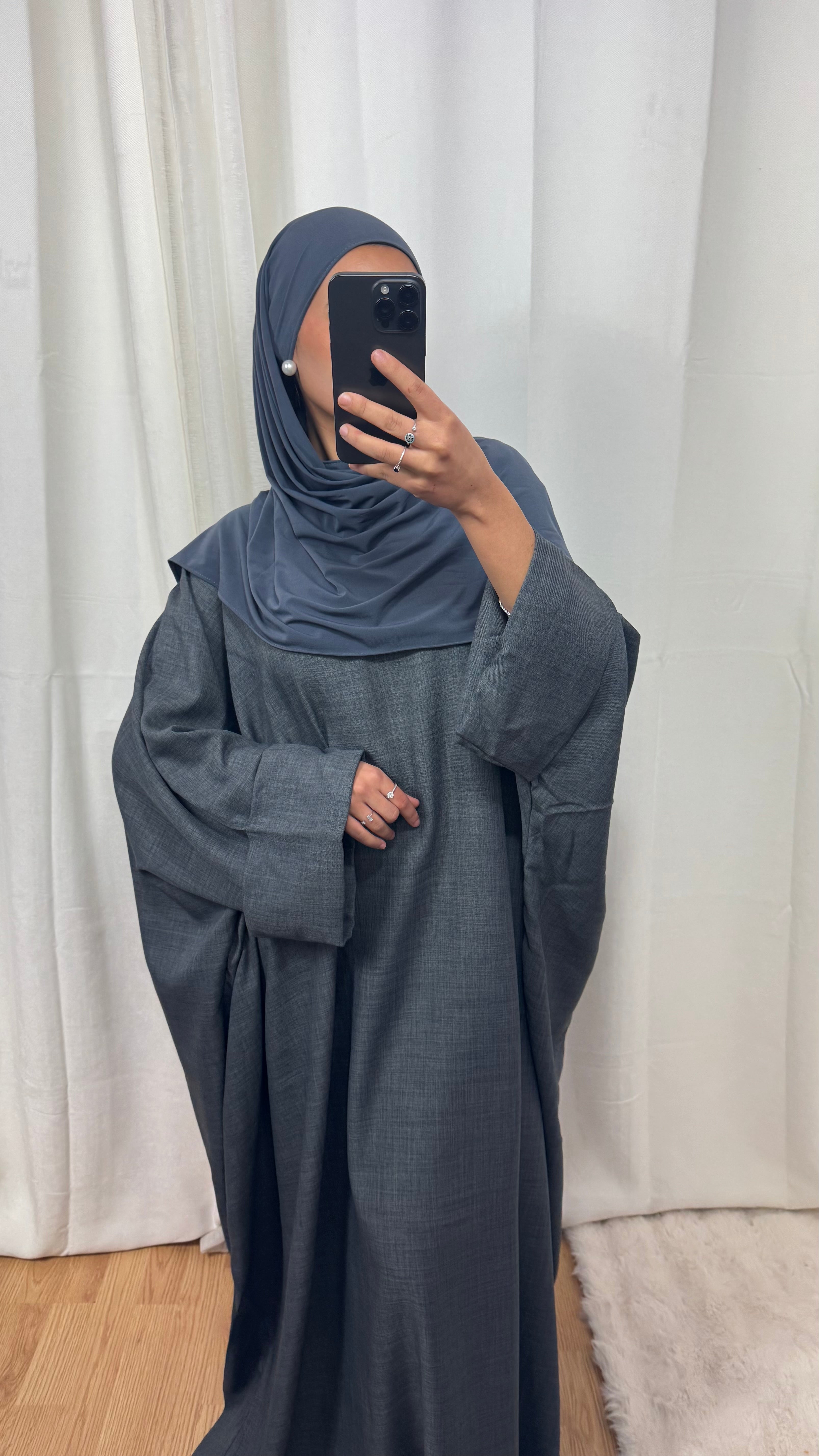 ABAYA SAOUDIENNE EFFET LIN - GRIS