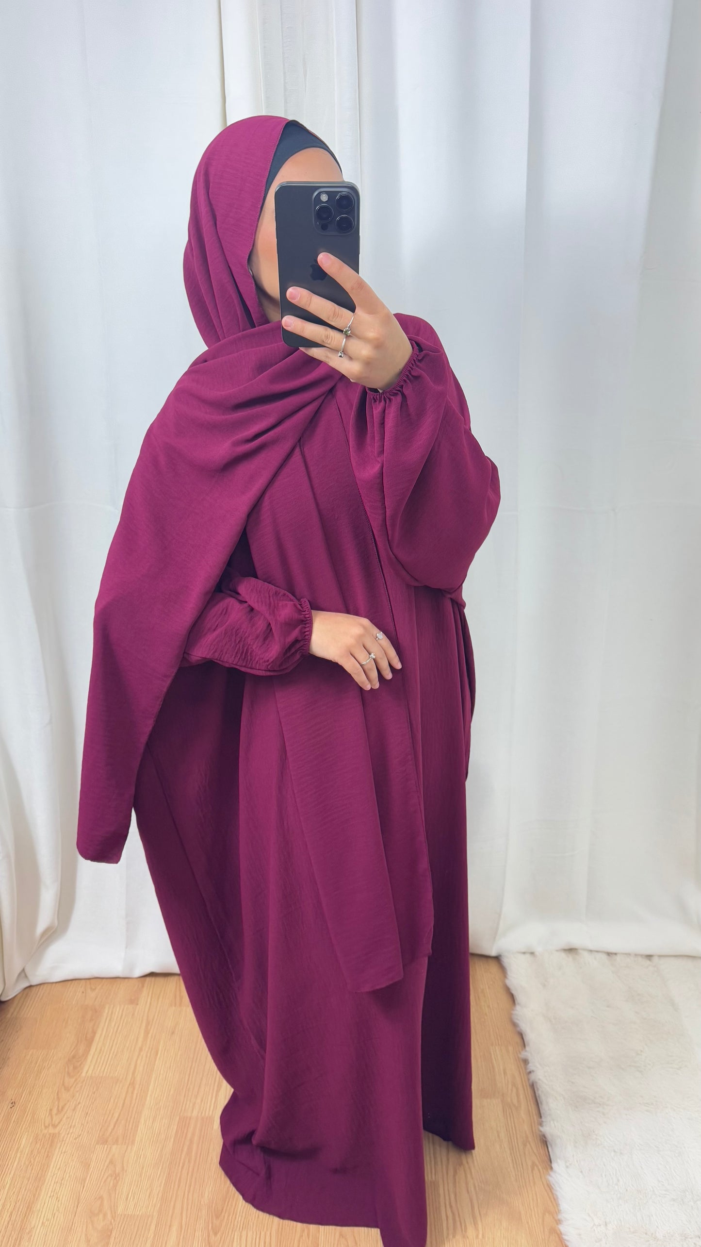 ABAYA VOILE INTÉGRÉ JAZZ - ROSE FONCÉ