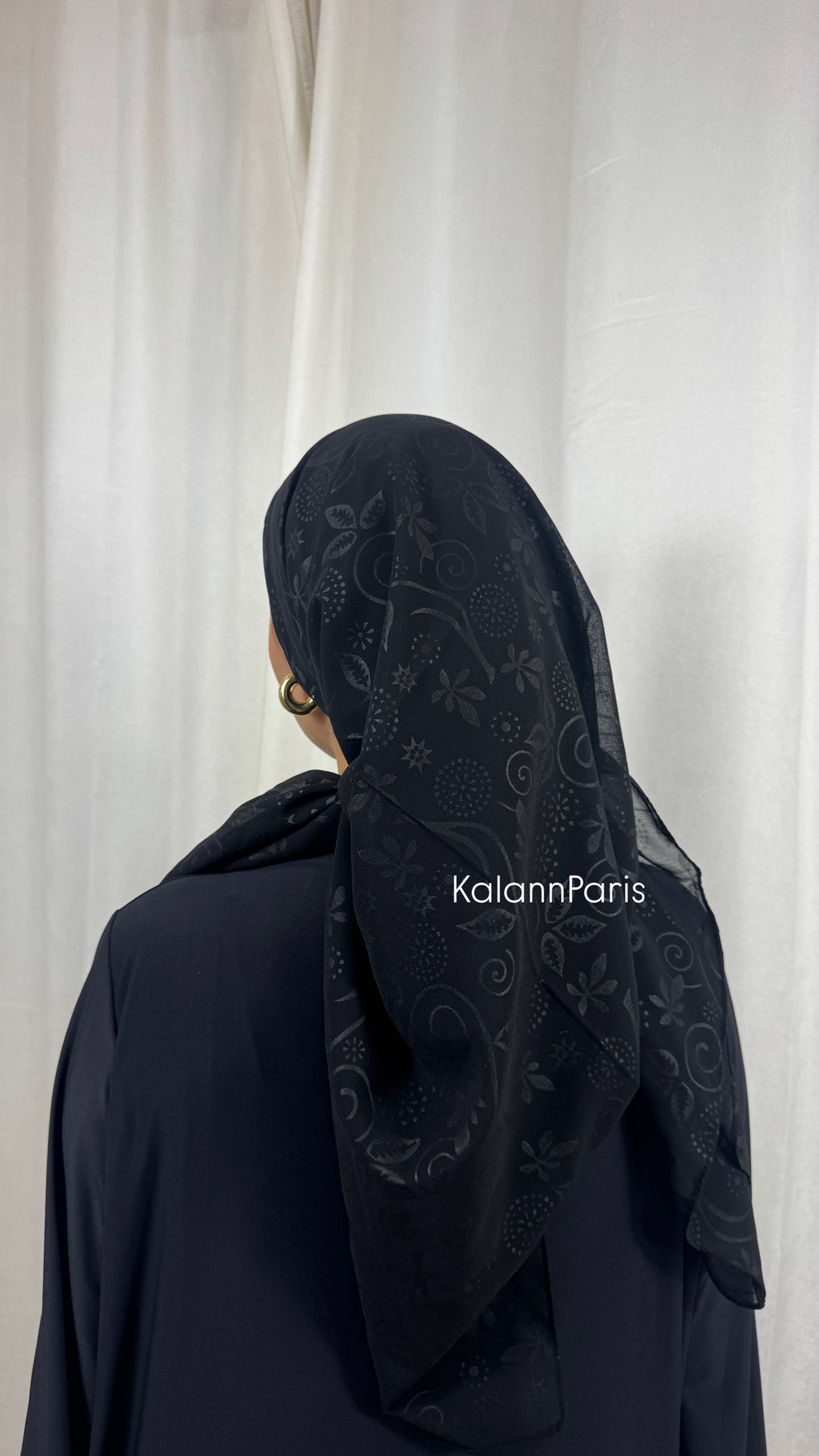 CARRÉ MOUSSELINE À MOTIF - NOIR