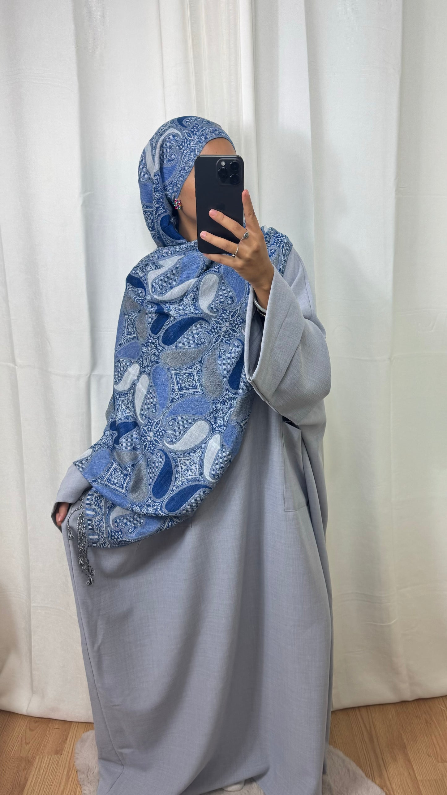 PASHMINA - ZYNAYA - BLEU GRIS