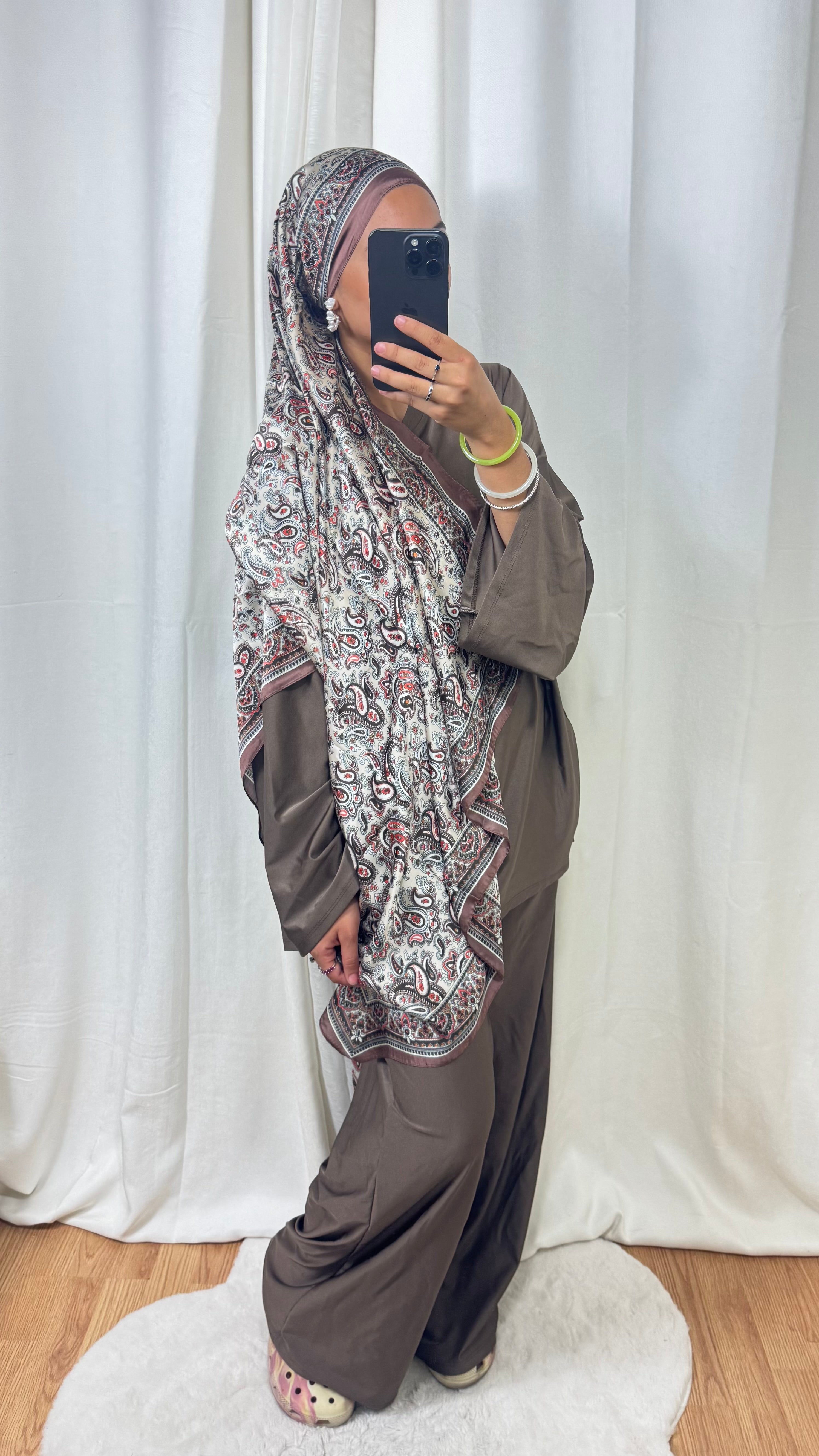 HIJAB RECTANGLE SATINÉ - MARRON