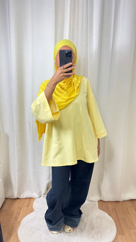 T-SHIRT MANCHE LONGUE - JAUNE PÂLE
