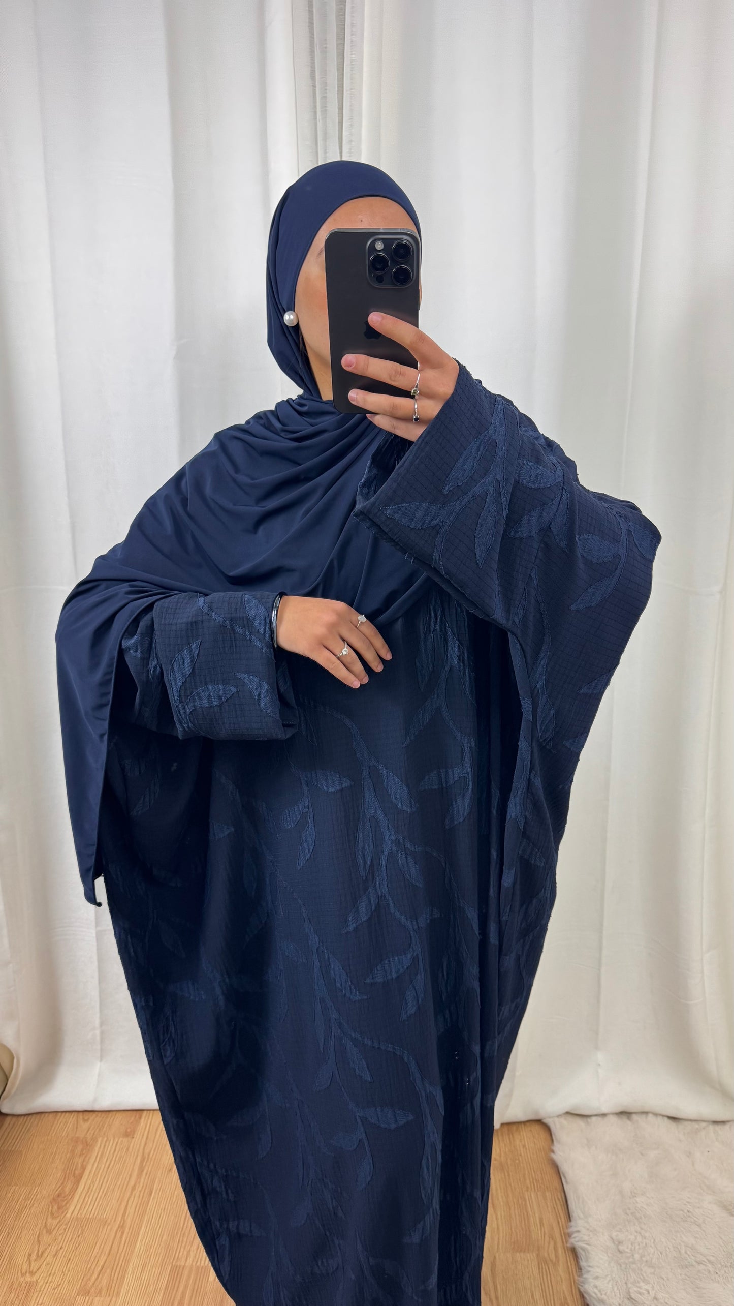 ABAYA FLORA - BLEU MARINE