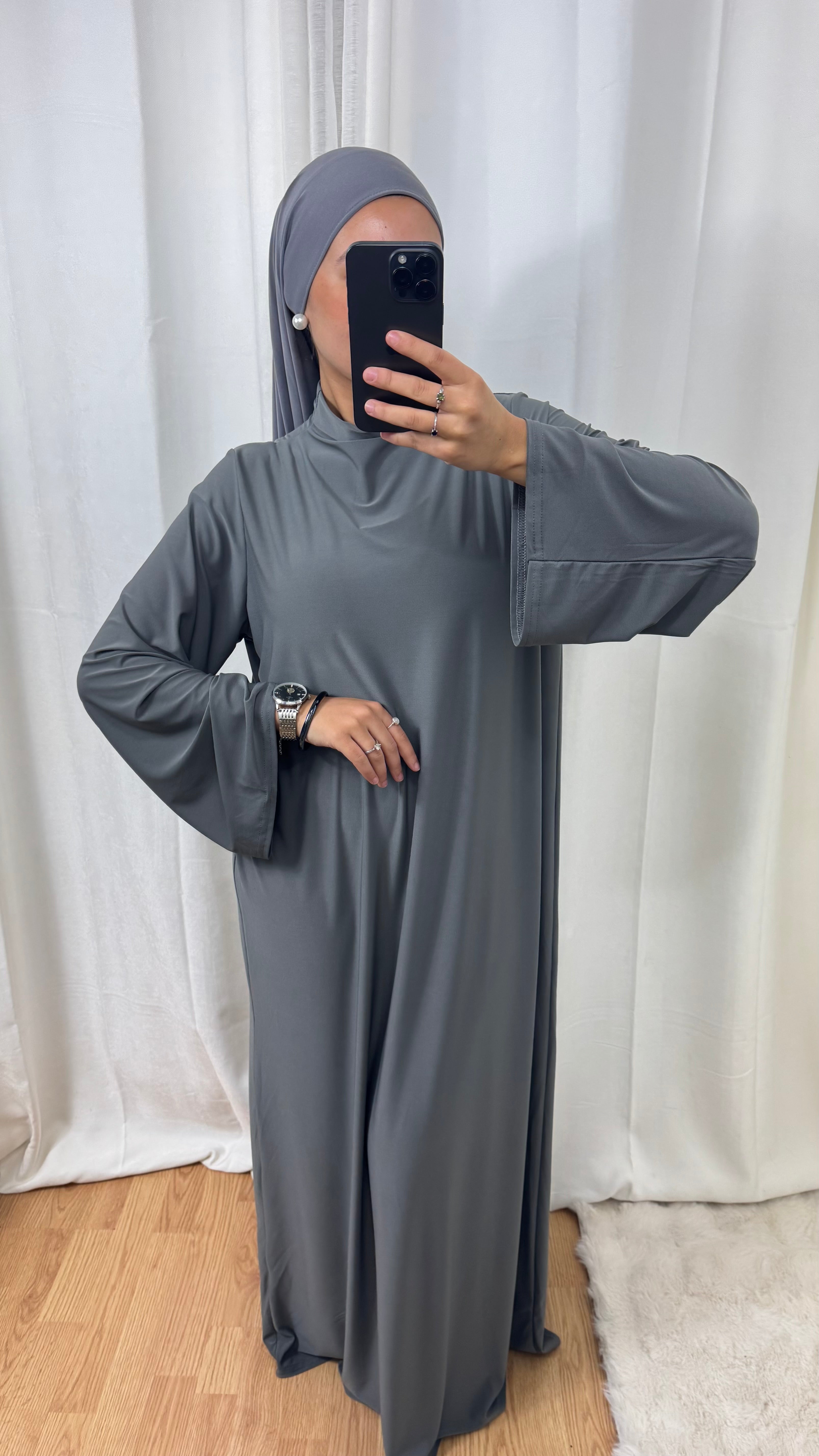 ABAYA JERSEY PREMIUM DE LUXE - GRIS