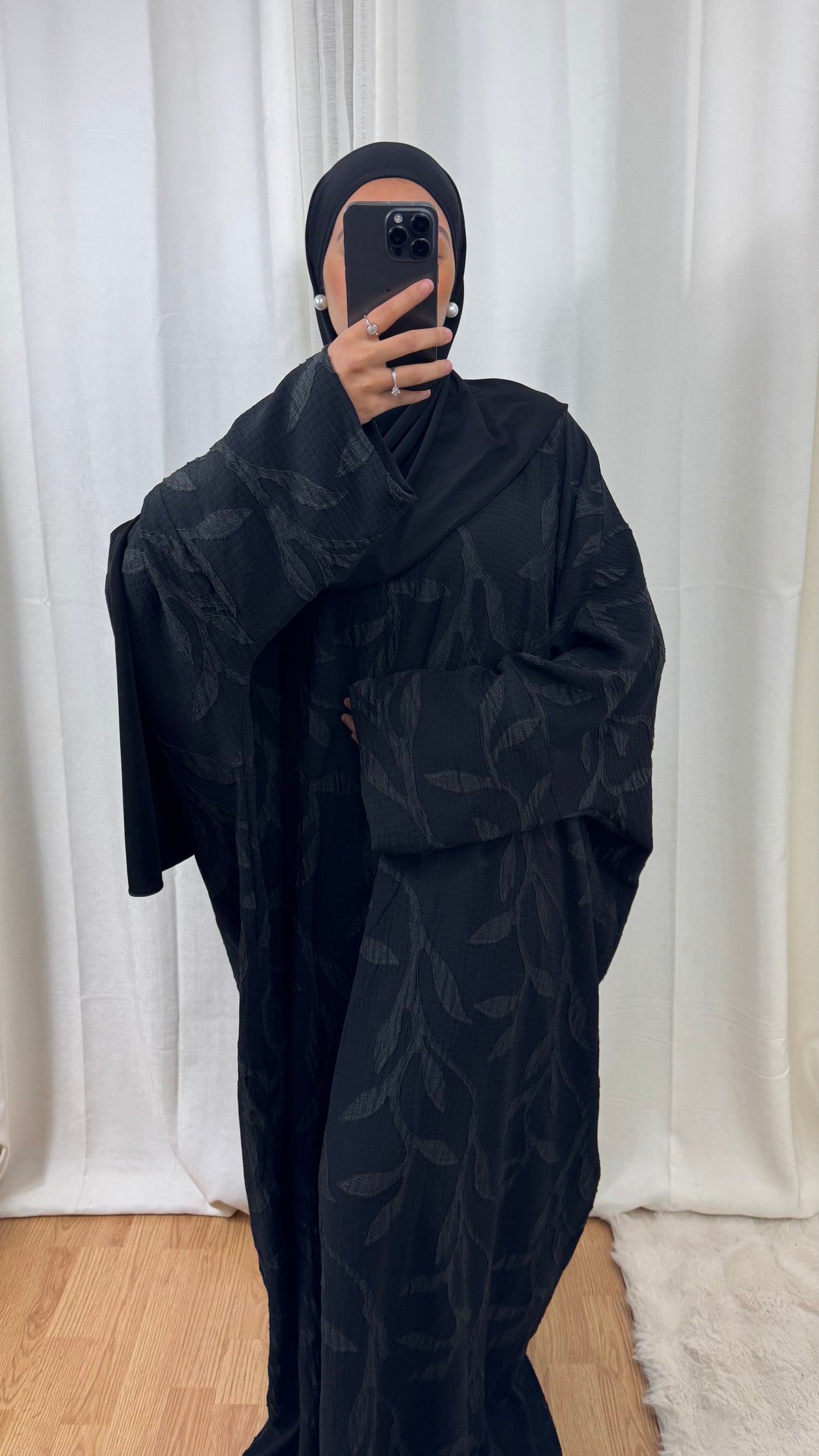 ABAYA FLORA - NOIR