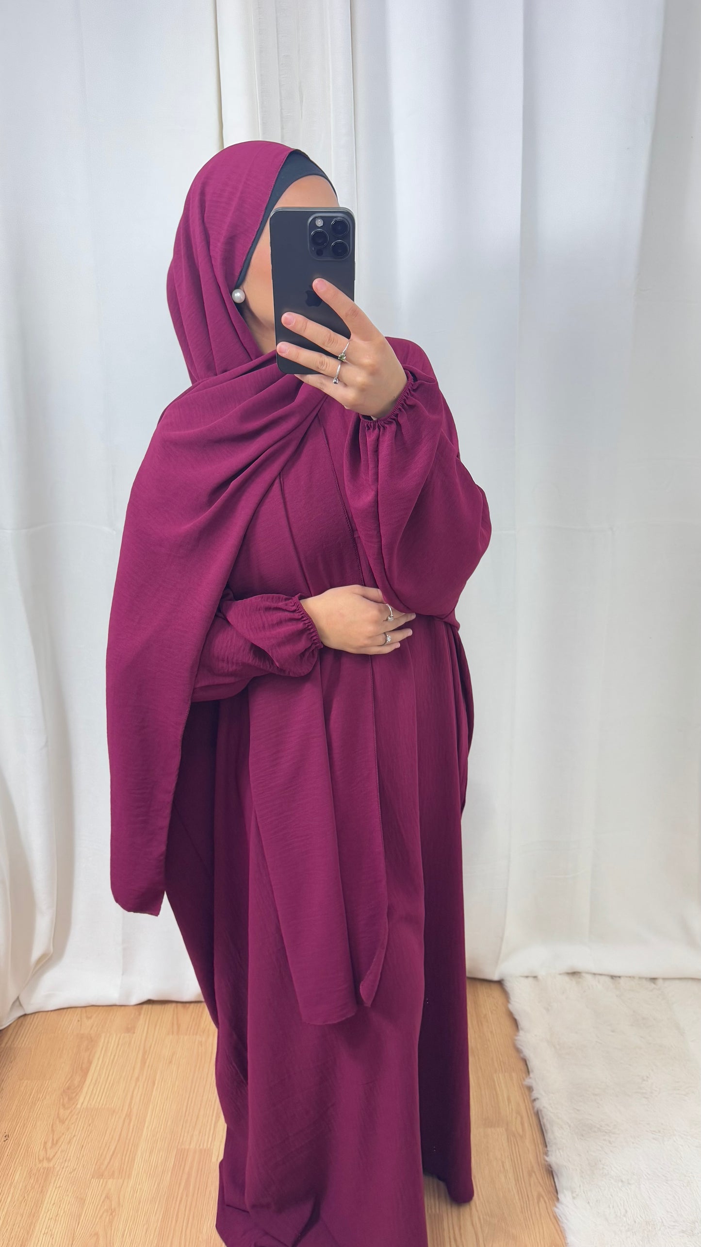 ABAYA VOILE INTÉGRÉ JAZZ - ROSE FONCÉ