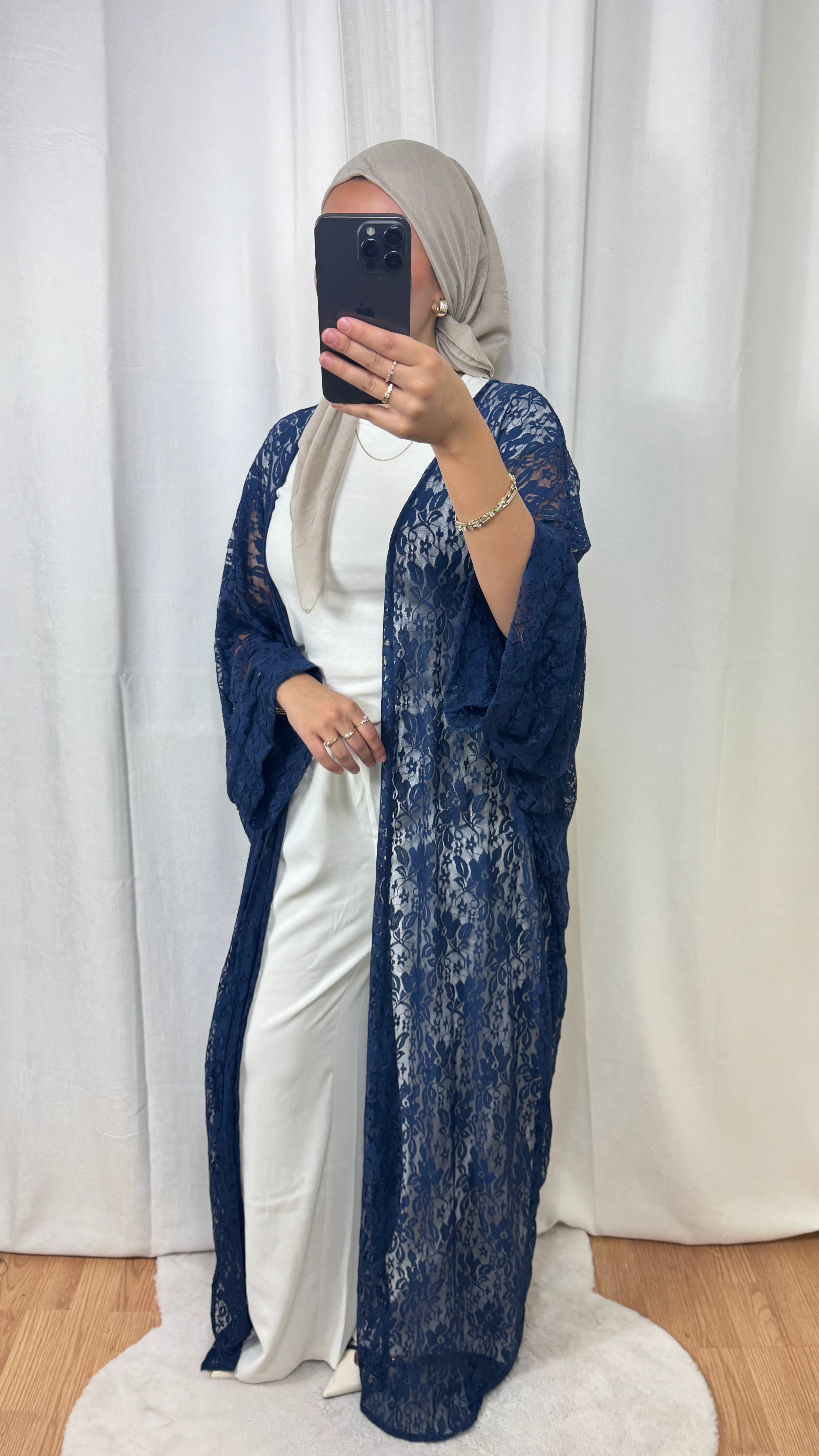 CRÉATION KIMONO DENTELLE - BLEU MARINE