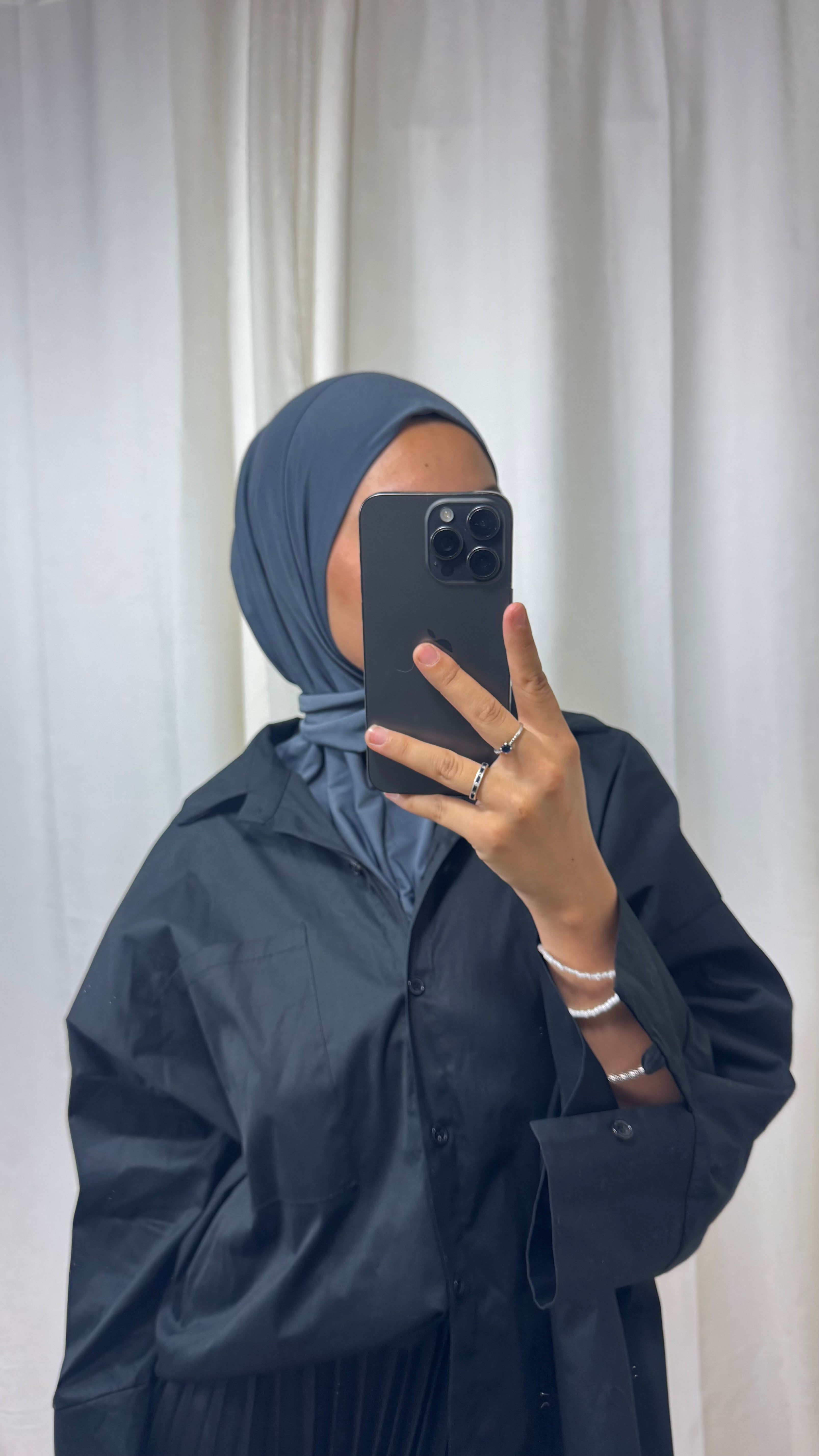 HIJAB À ENFILER JERSEY PREMIUM BOUTON PRESSION - GRIS ANTHRACITE