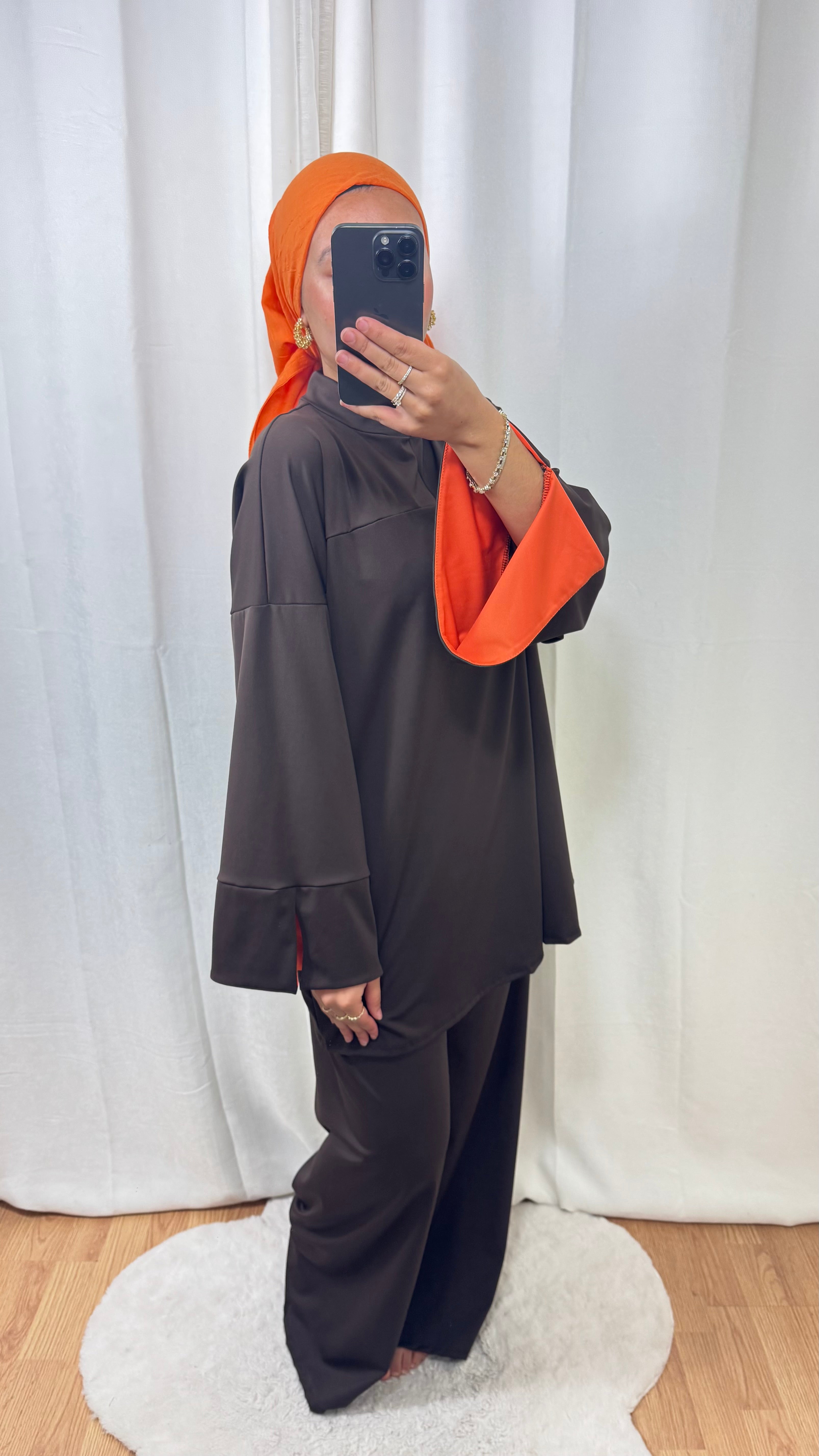 BURKINI BICOLORE + HIJAB - MARRON/ORANGE