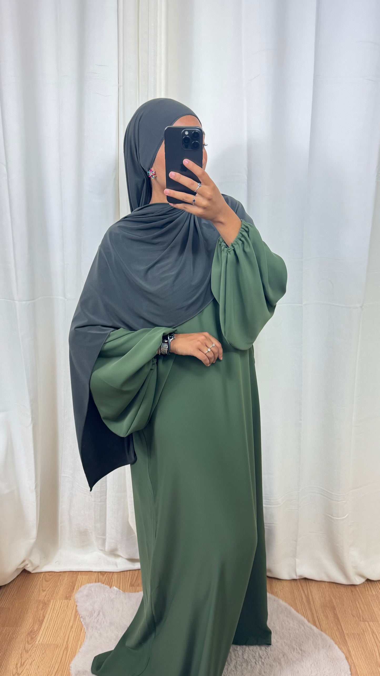 ABAYA MANCHE BALLON - KAKI