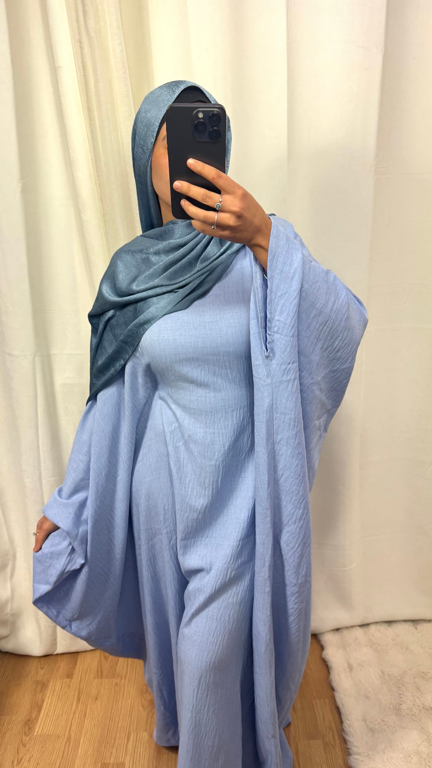 ABAYA FARACHA EFFET LIN - BLEU CLAIR