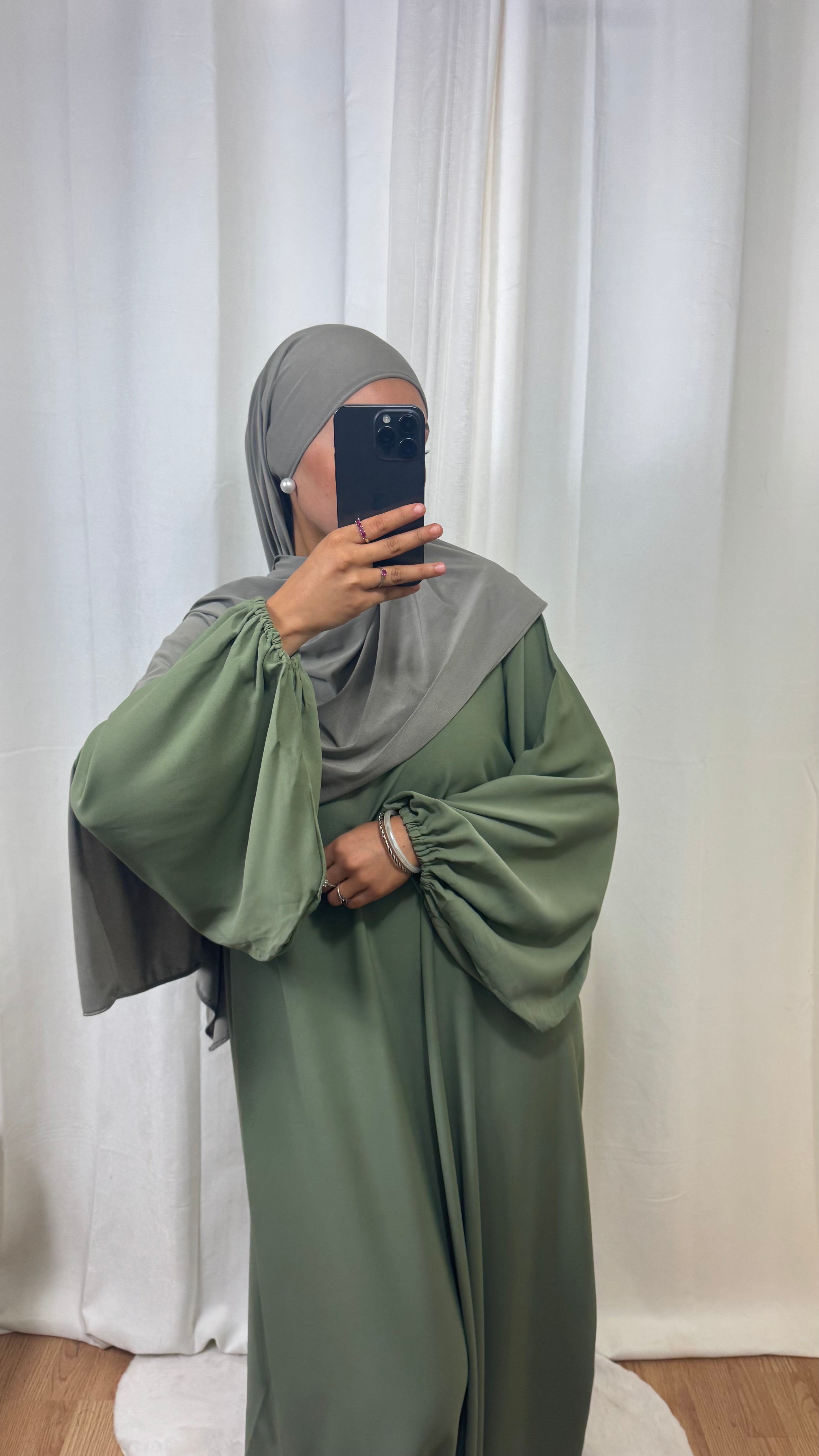 ABAYA MANCHE BALLON - KAKI