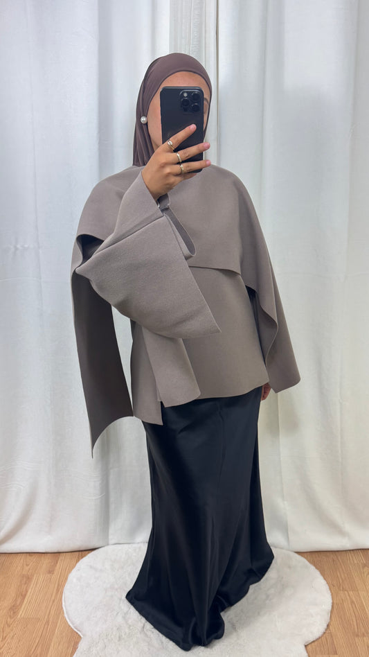 VESTE CAPE - TAUPE