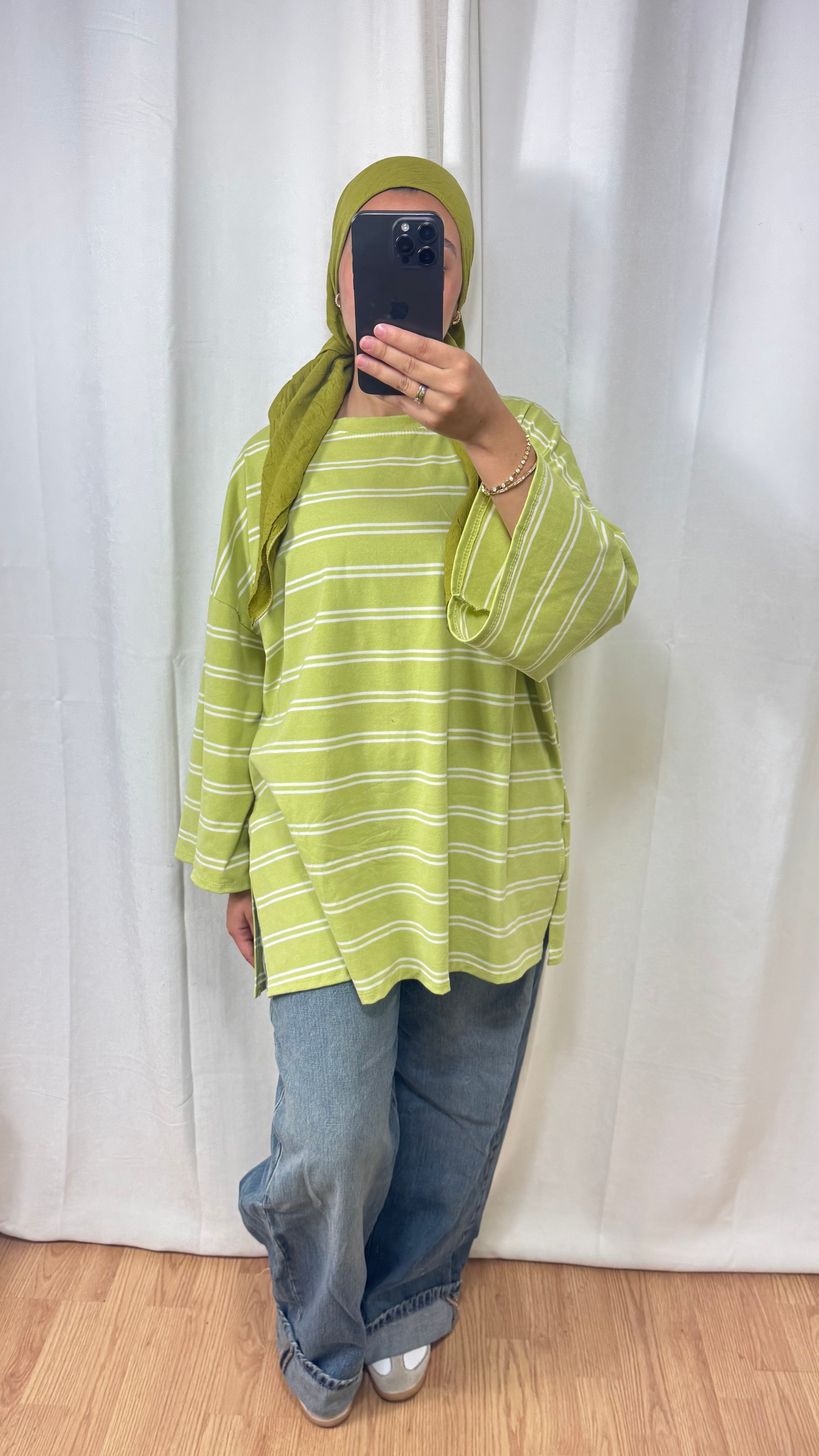 T-SHIRT RAYÉ  - VERT ANIS
