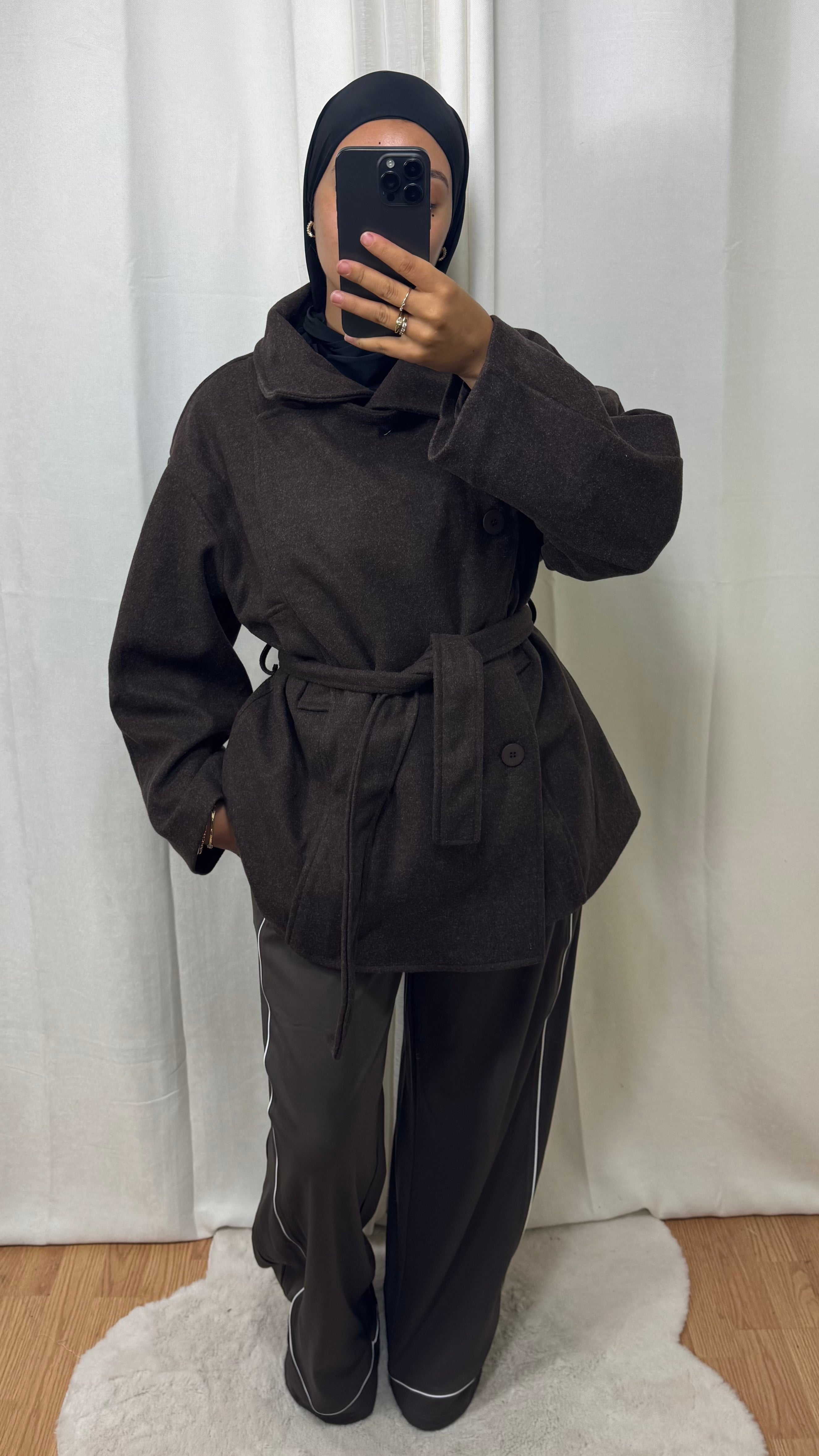 MANTEAU MI LONG - MARRON