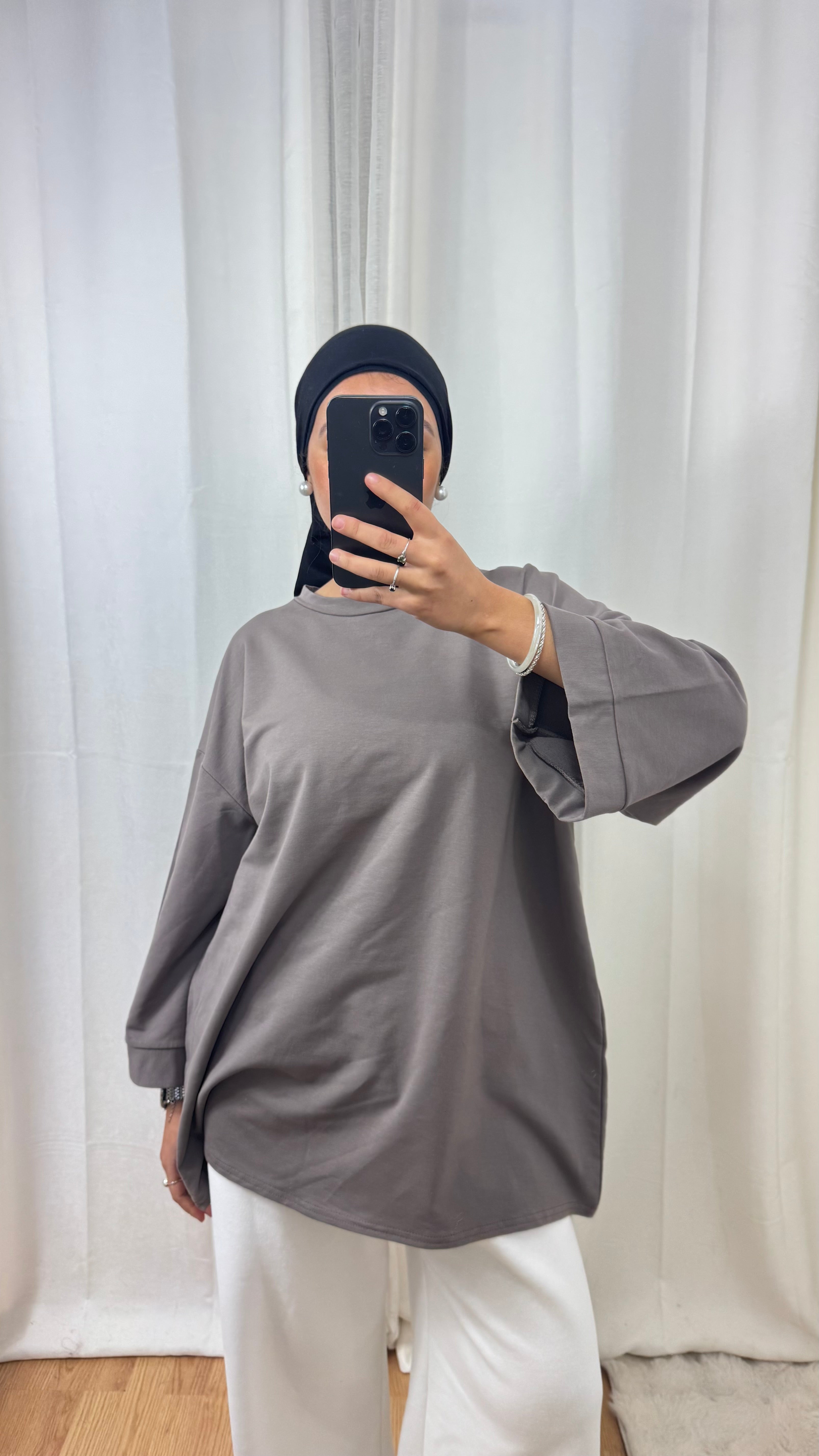 T-SHIRT MANCHE LONGUE - TAUPE
