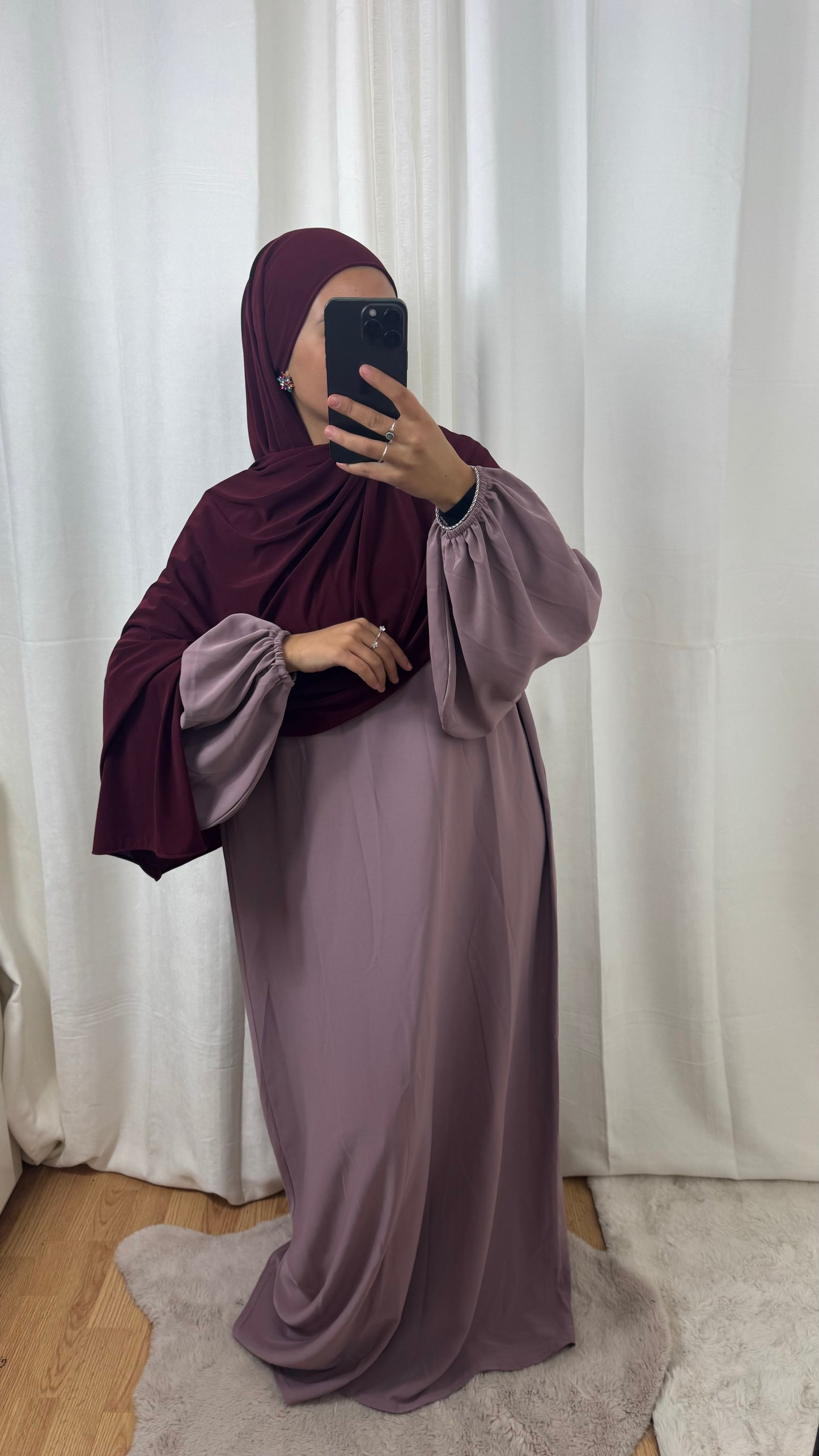 ABAYA MANCHE BALLON - LILA