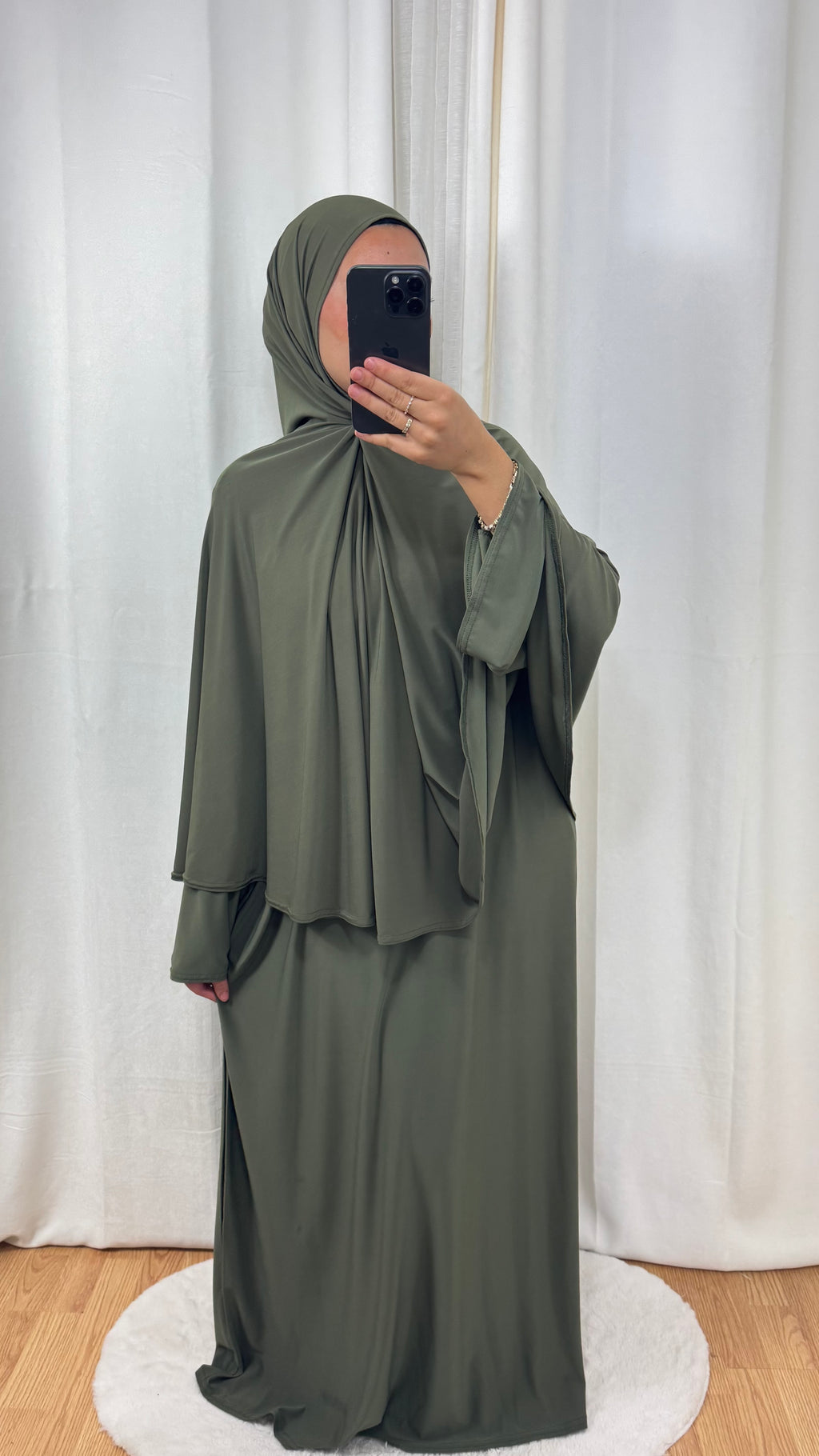 SET ABAYA KHIMAR JERSEY PREMIUM DE LUXE - KAKI