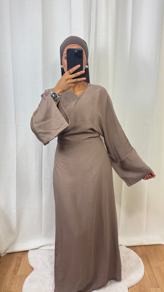 CACHE COEUR EFFET LIN - TAUPE