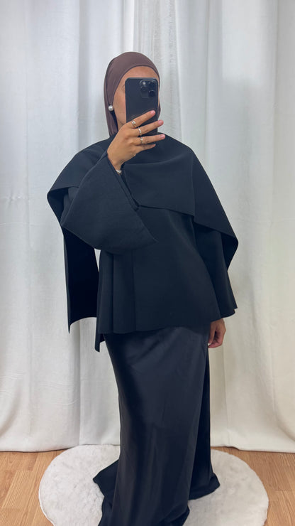 VESTE CAPE - NOIR