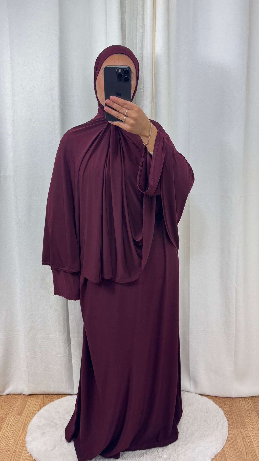 SET ABAYA KHIMAR JERSEY PREMIUM DE LUXE - DARK BURGUNDY