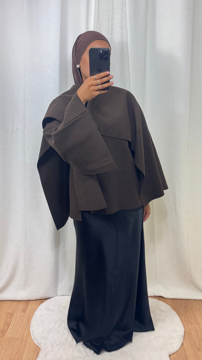 VESTE CAPE - CHOCO