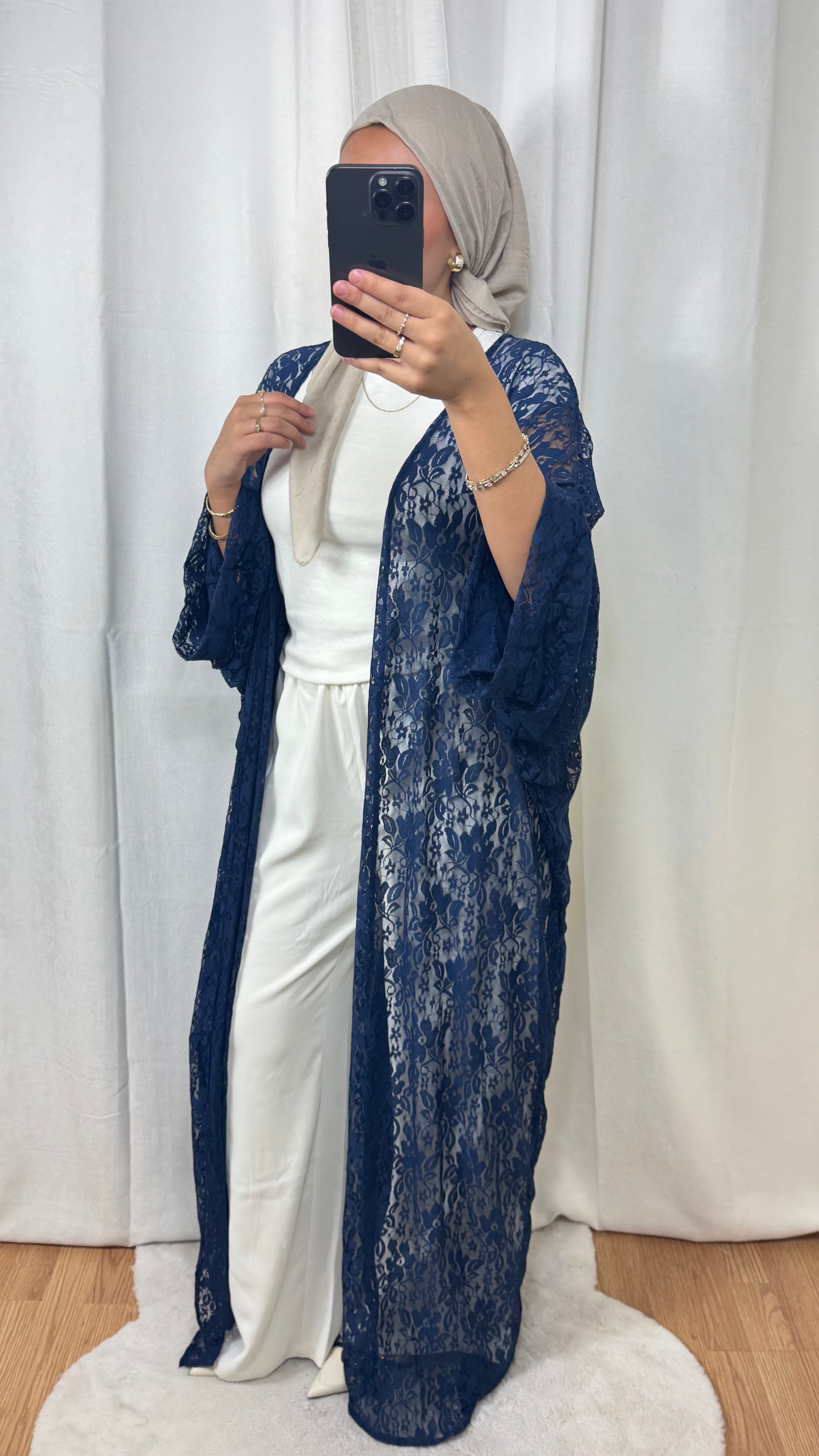 CRÉATION KIMONO DENTELLE - BLEU MARINE
