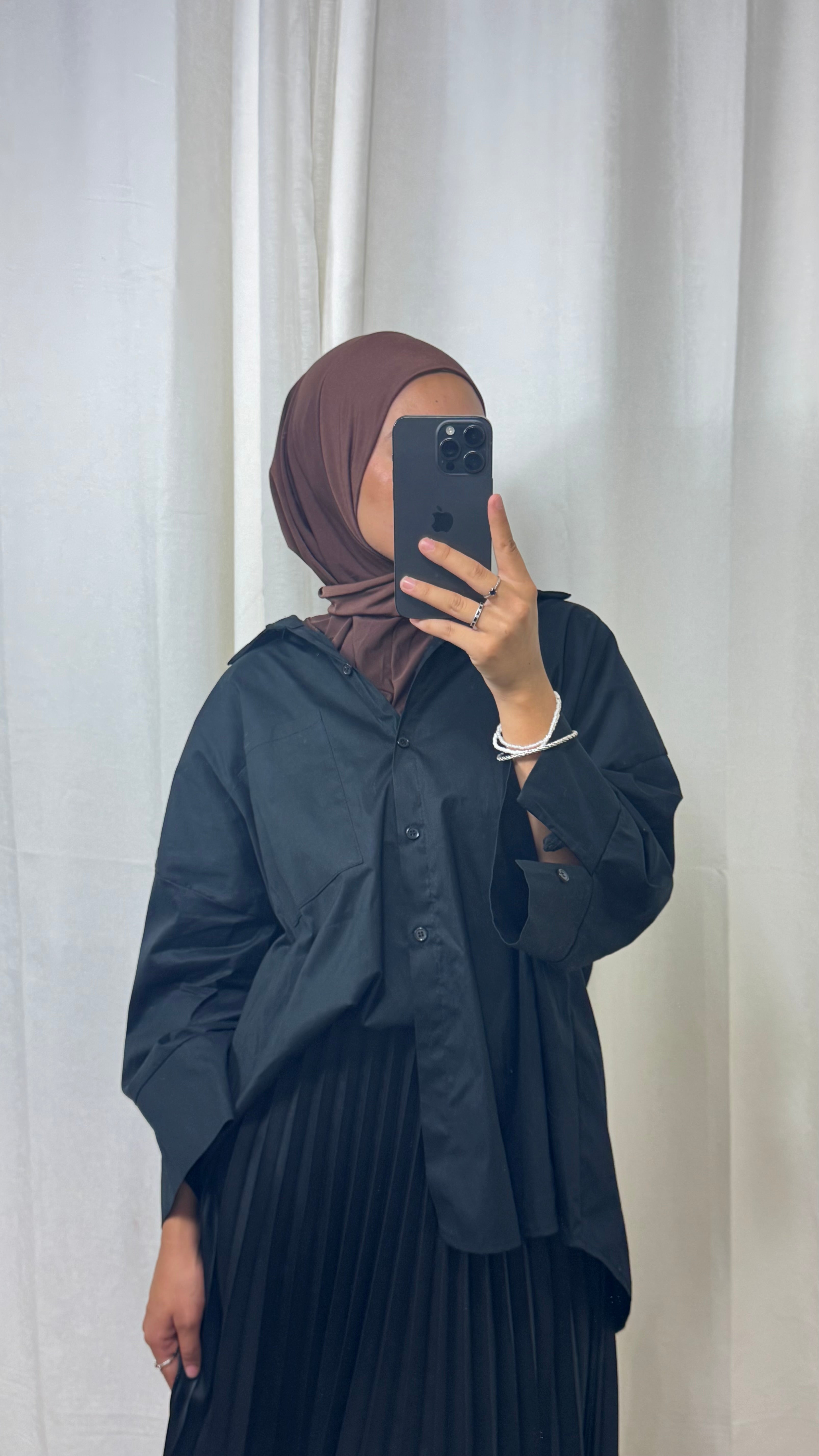 HIJAB À ENFILER JERSEY PREMIUM BOUTON PRESSION - MARRON CHOCOLAT