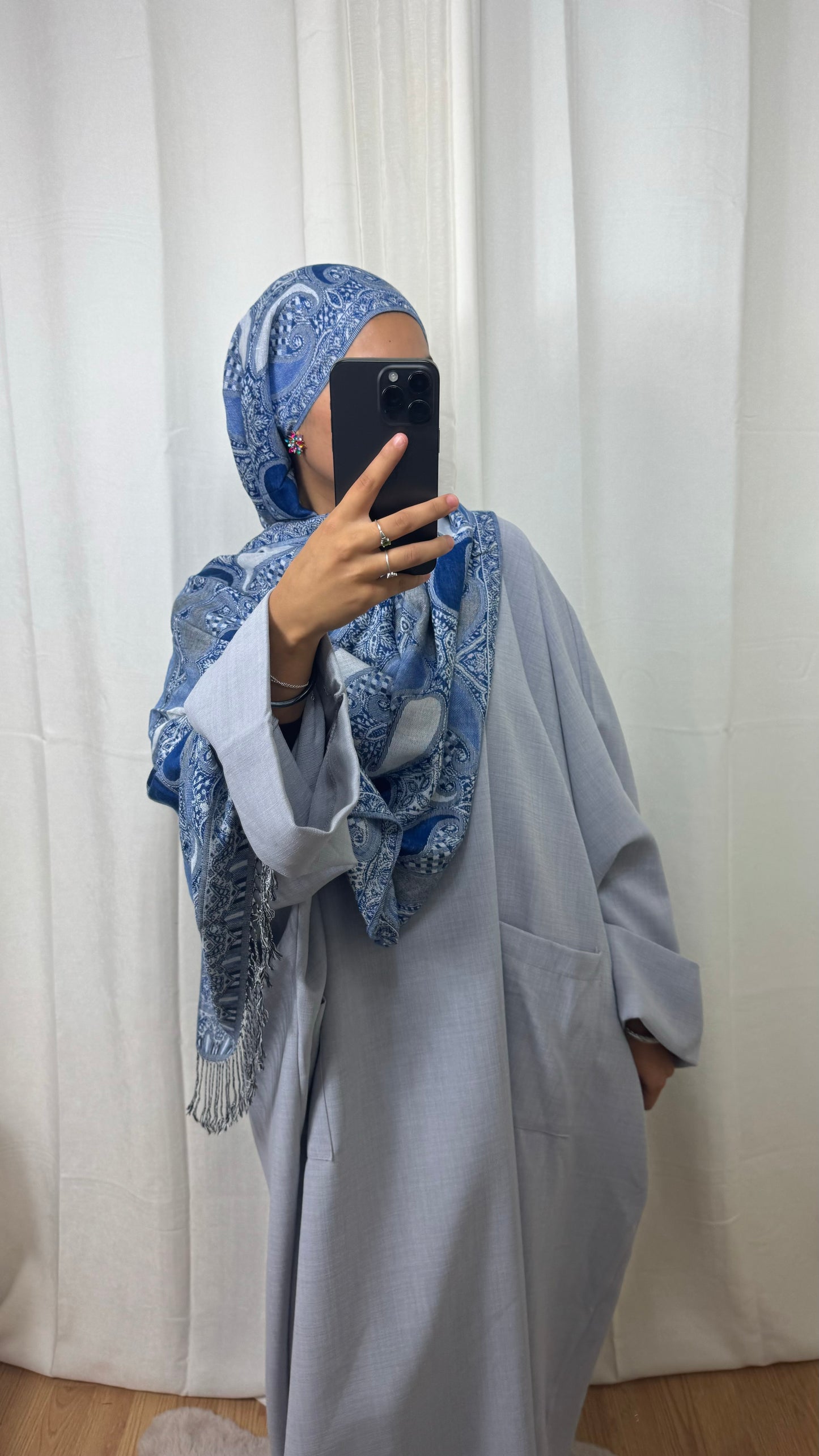 PASHMINA - ZYNAYA - BLEU GRIS