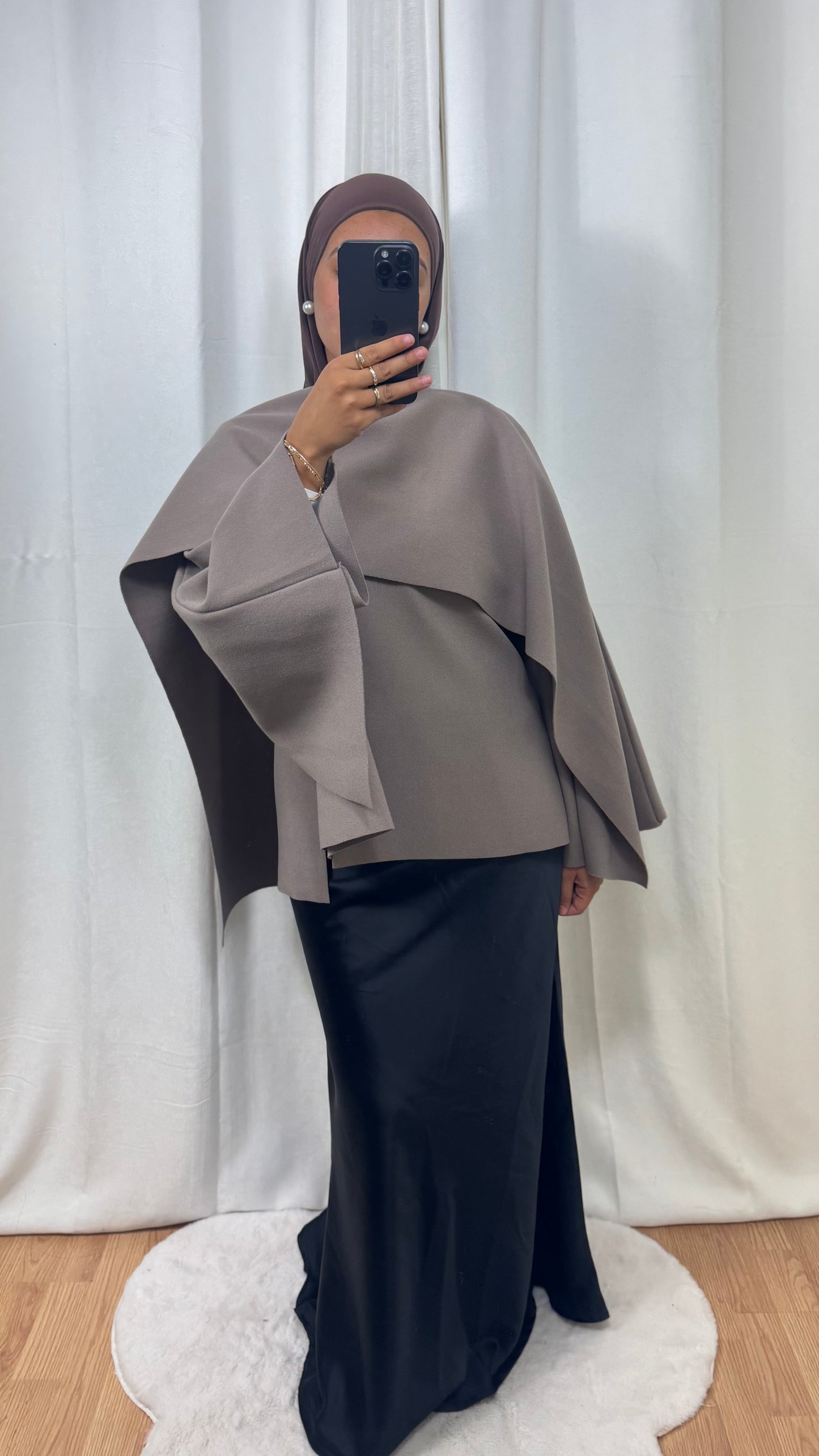 VESTE CAPE - TAUPE