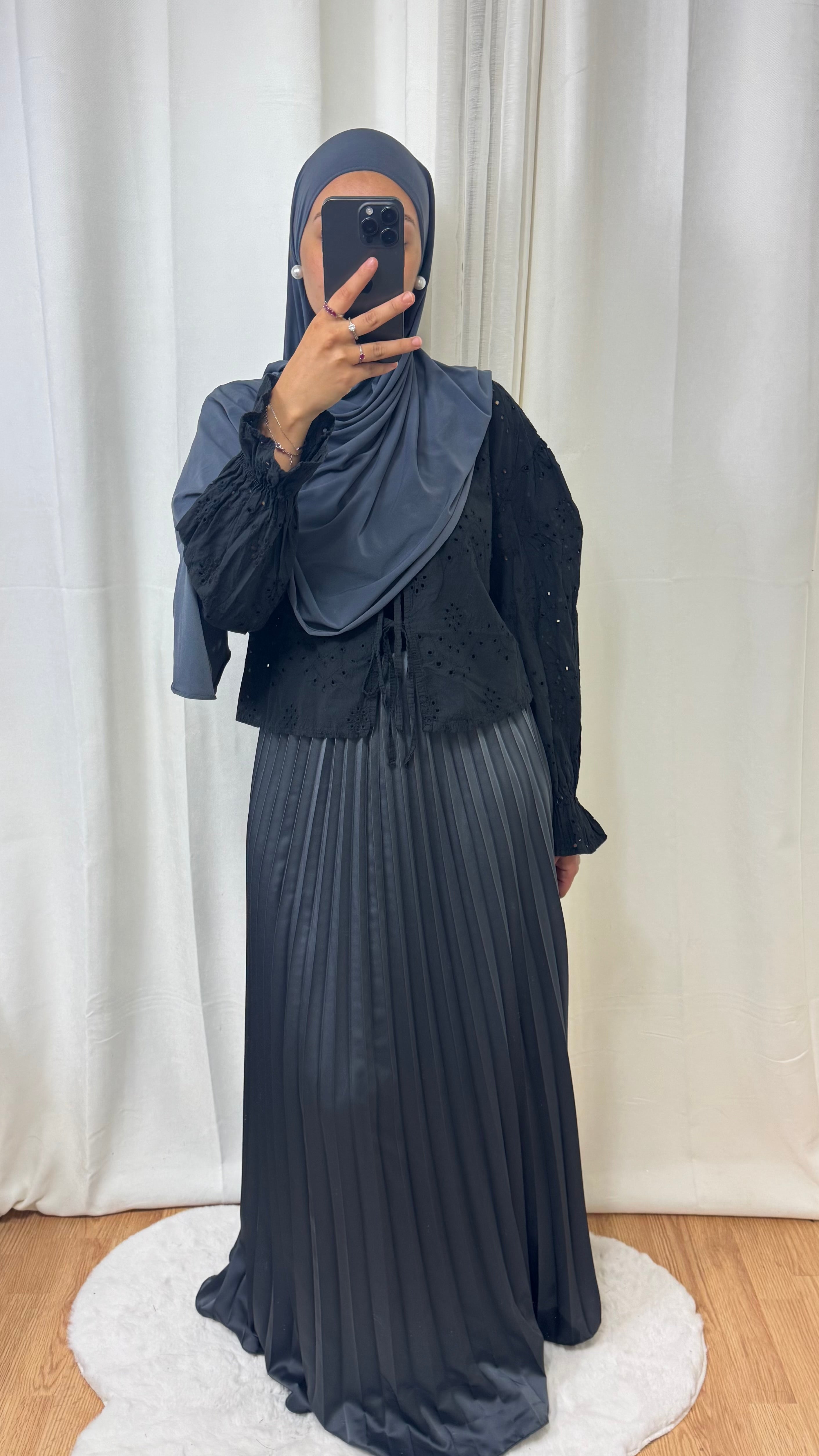 JUPE PLISSÉE SATINÉE LAYAA - GRIS ANTHRACITE